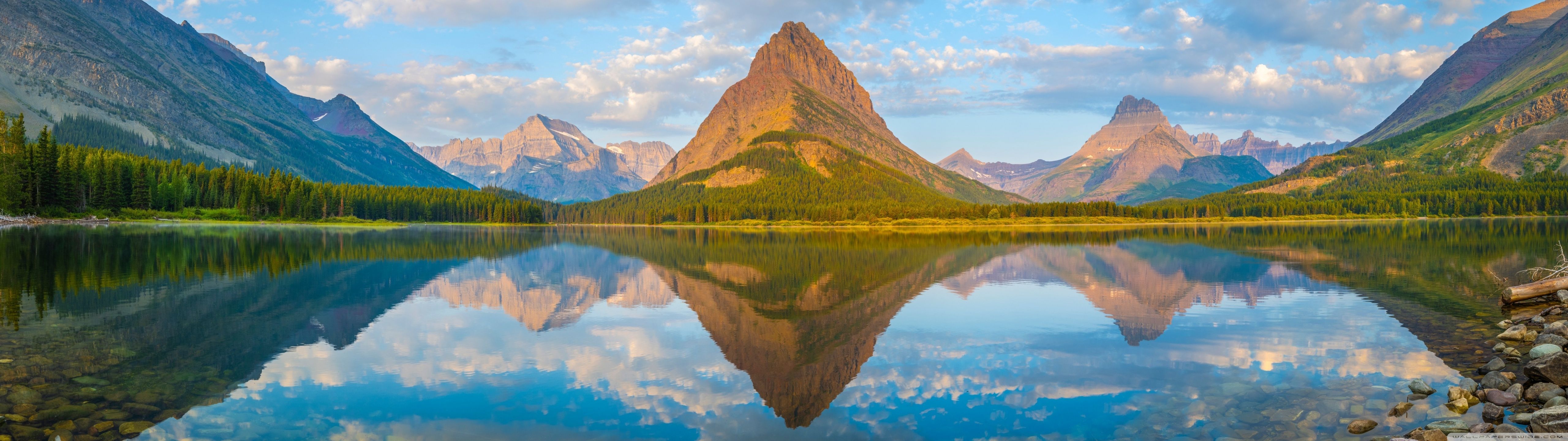 5120x1440 Lake, Mountains, Glacier National Park, United States, Nature, Scenic, Reflection, Forest 4K UHD Wallpaper for UltraHD Desktop and TV : Widescreen and UltraWide Display : Dual and Triple Monitor : Smartphone and Tablet Devices