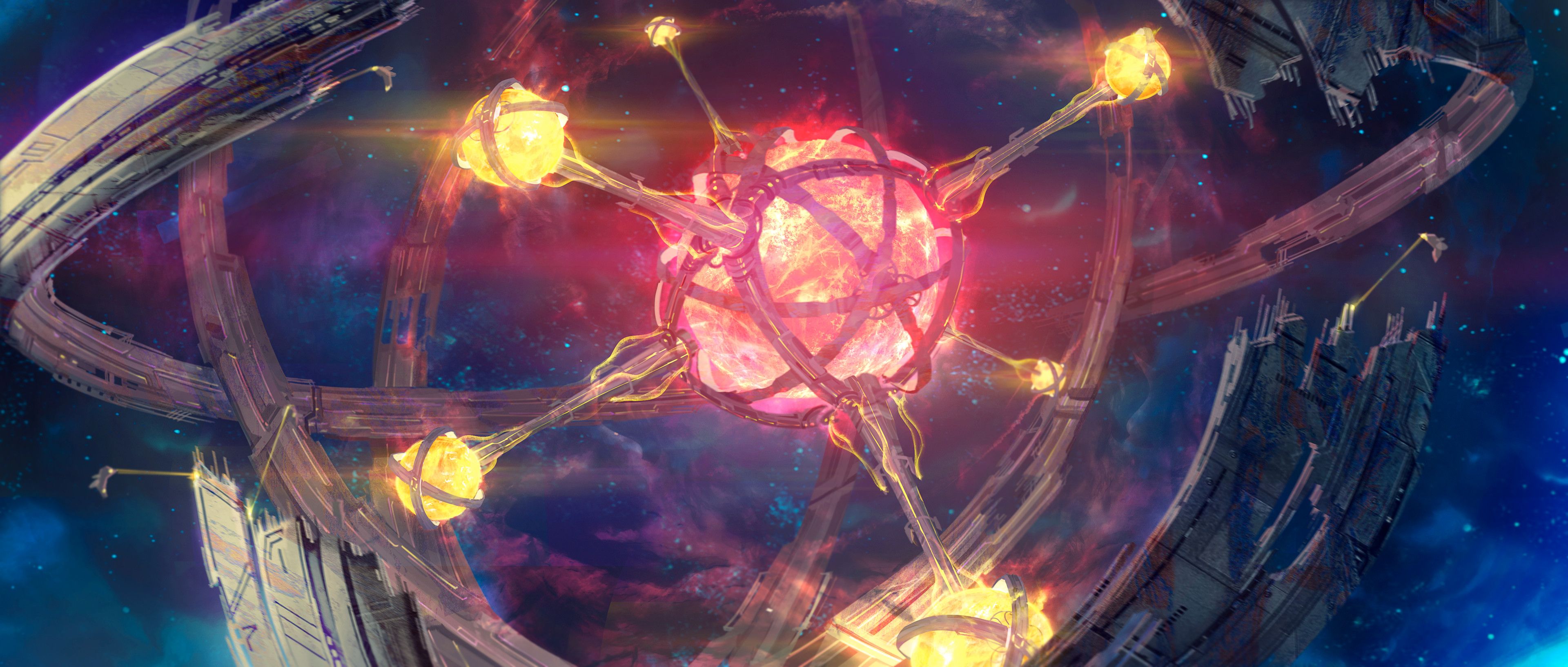3840x1634 Spectacular Dyson Sphere Concept Art HD Wallpaperx1634
