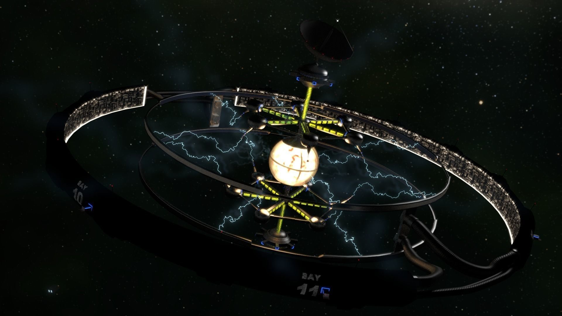 1920x1080 3D Model Dyson Sphere Space Station Colony VR / AR / Low Poly
