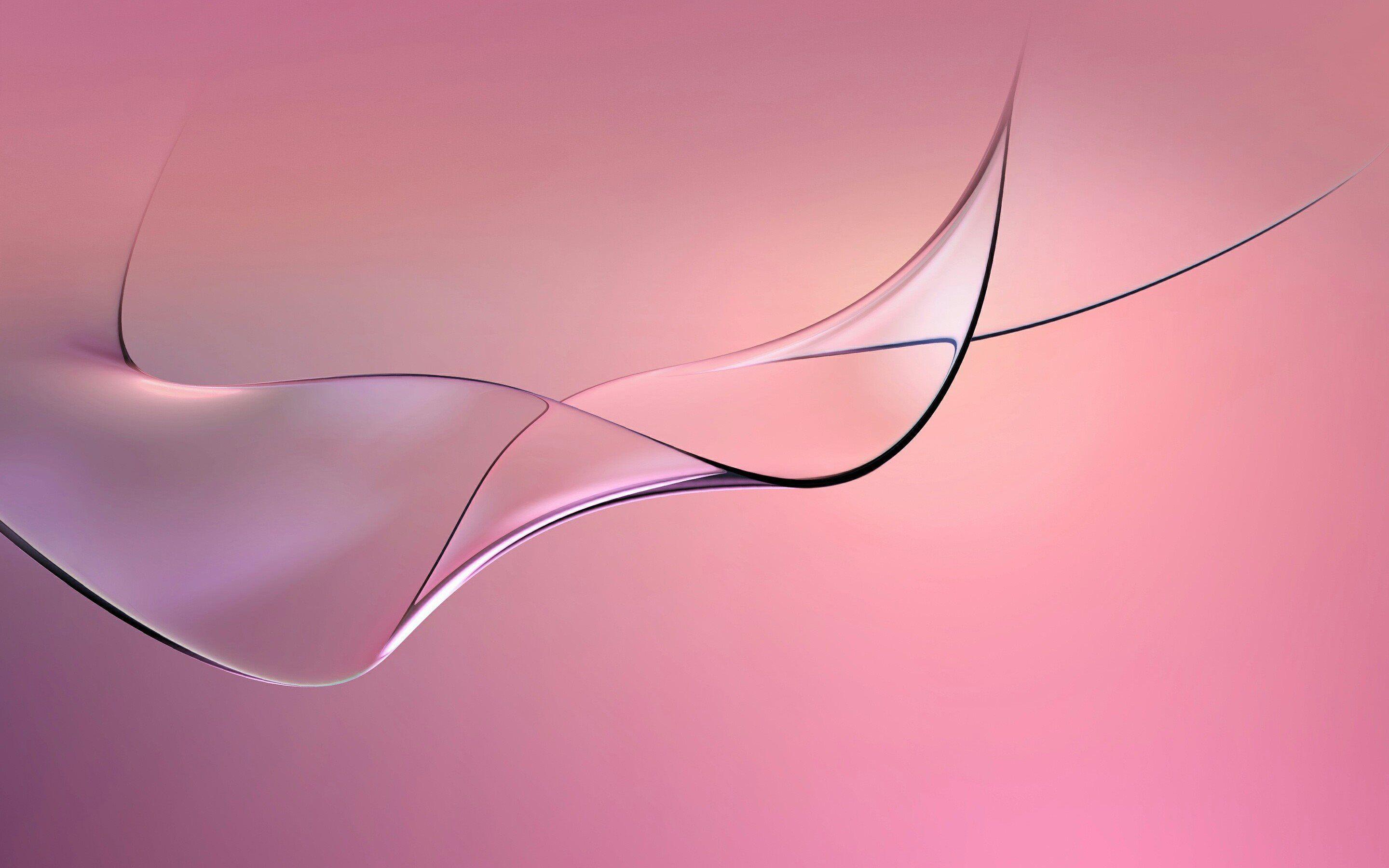 2880x1800 Download wallpaper Pink wave, glass wave, pink background, waves