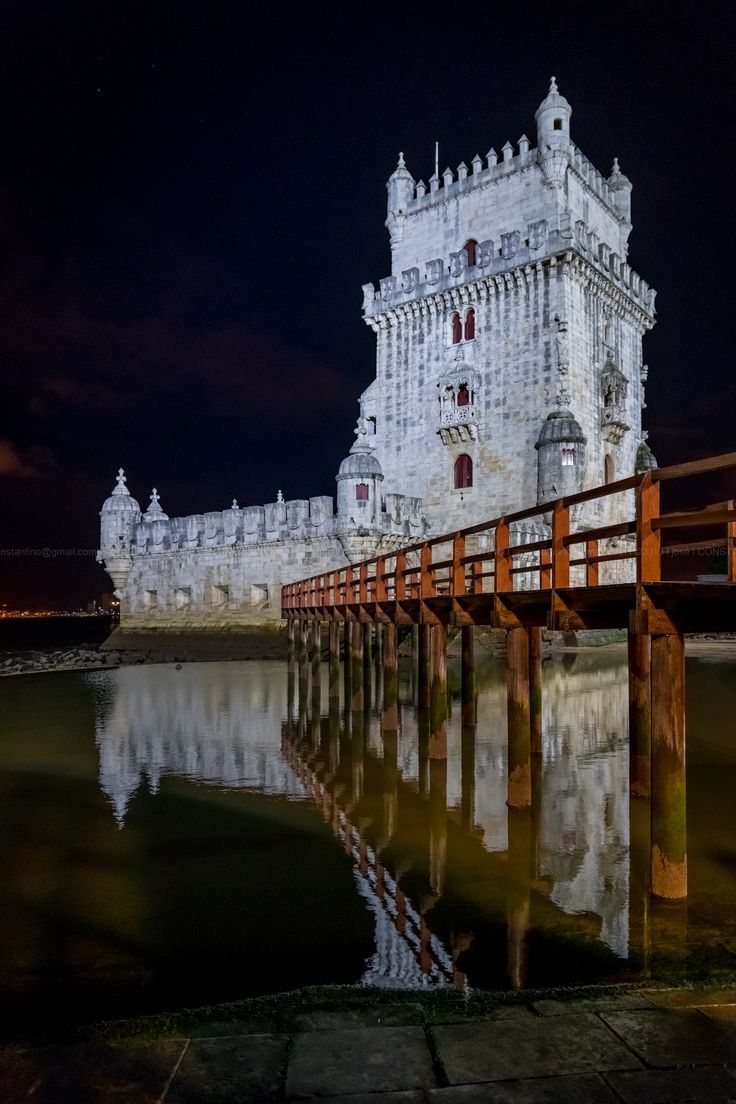 736x1104 Belém Tower by night. at Lisbon, Portugal. #lisbon #portugal #torredebelem