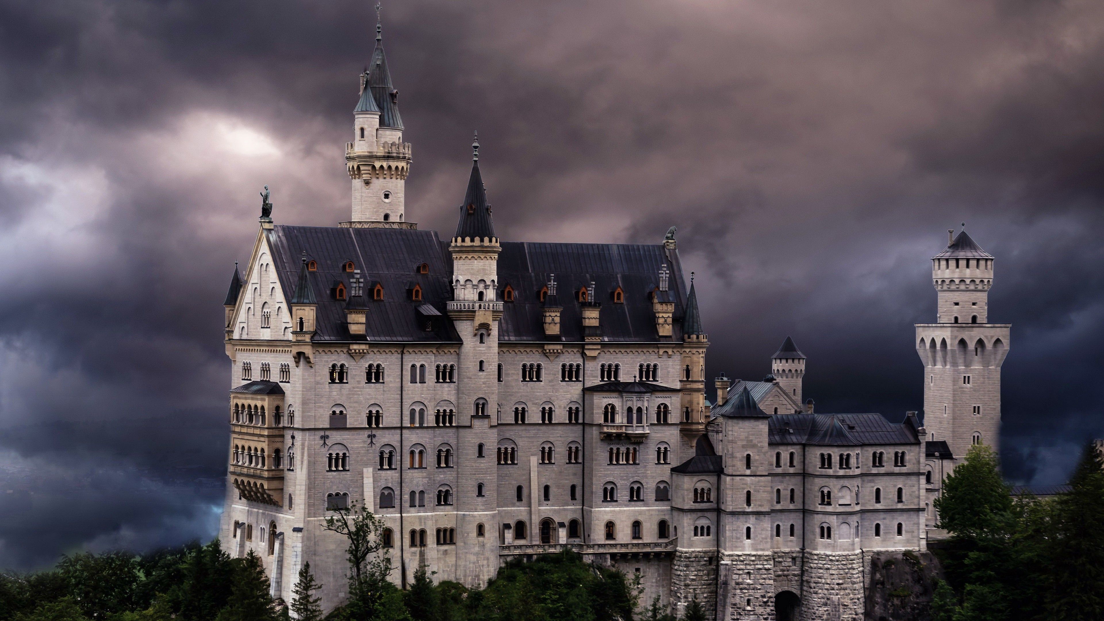 3840x2160 Neuschwanstein Castle Hohenschwangau Bavaria, Germany 4K HD Travel Wallpaper