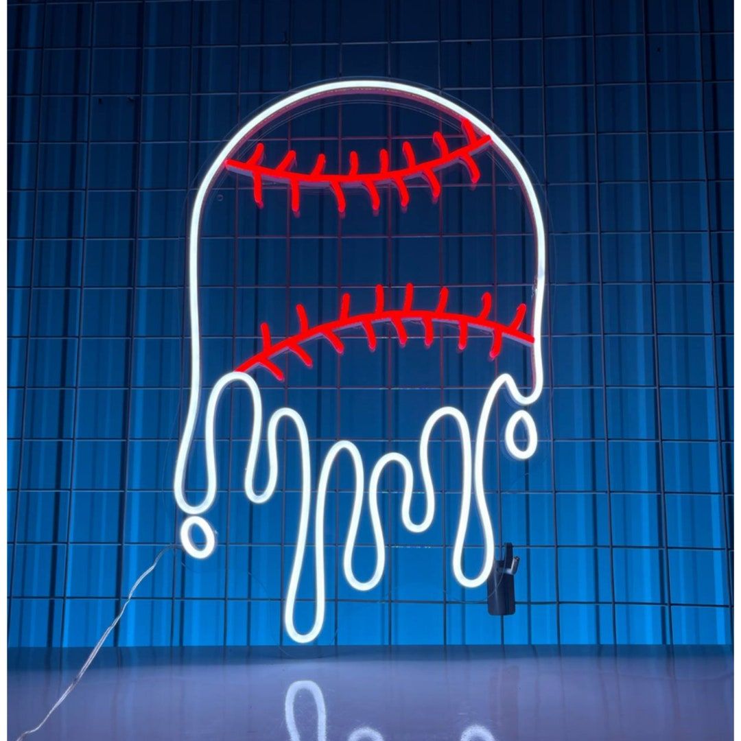 1080x1080 Dripping Baseball Led Sign, Baseball Neon Sign, Wall Decor, Custom Neon Sign, Baseball Led Sign, Dripping Neon Sign, Custom Dripping Ball