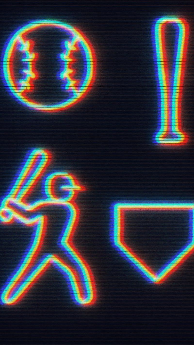 800x1422 Neon Baseball Themed Mobile Wallpaper. Free Photo Illustration