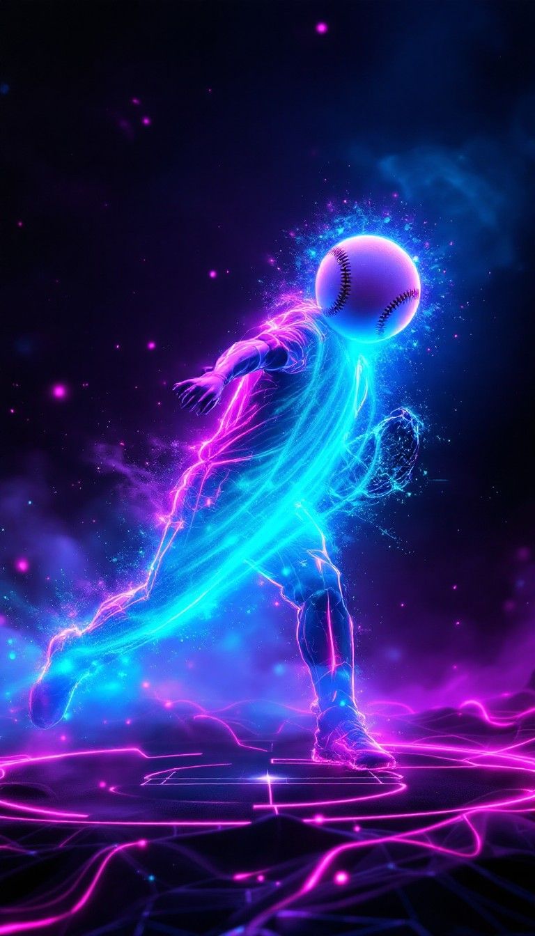 768x1344 Free Neon Baseball Pitcher Image, Baseball, Neon
