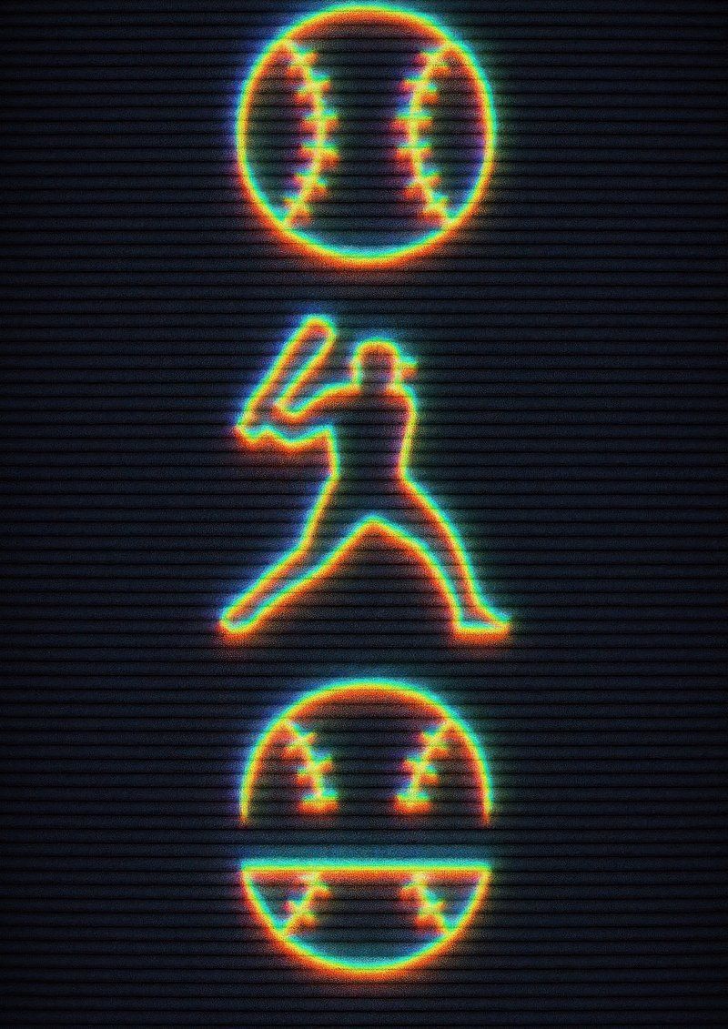 800x1131 Neon Baseball Themed Mobile Wallpaper. Free Photo Illustration