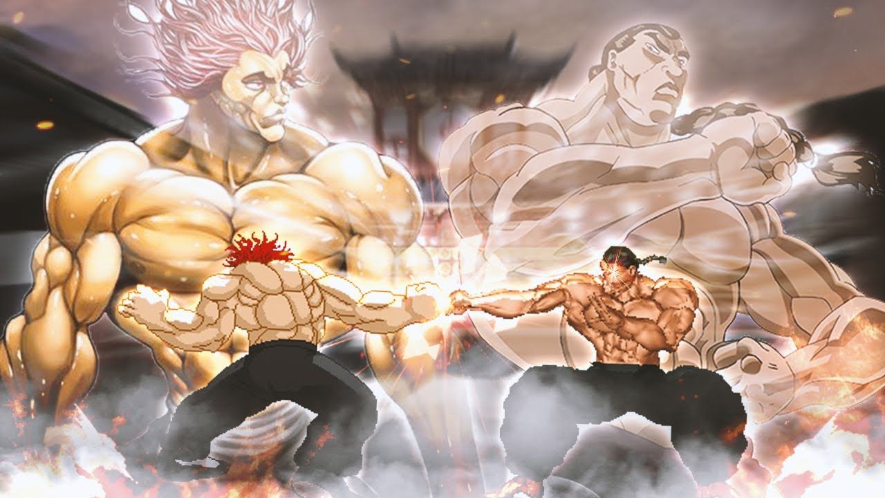 1280x720 Yujiro Hanma vs Retsu Kaioh. Baki the Grappler Anime MUGEN