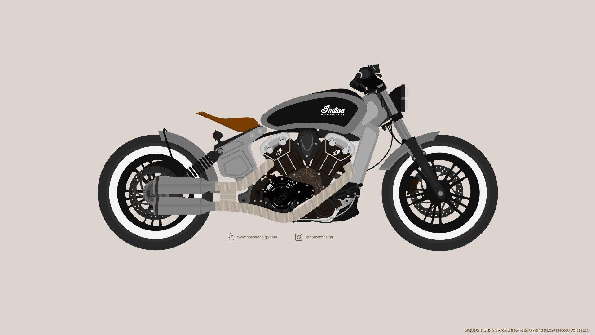 1920x1080 Bobber Motorcycle Illustration