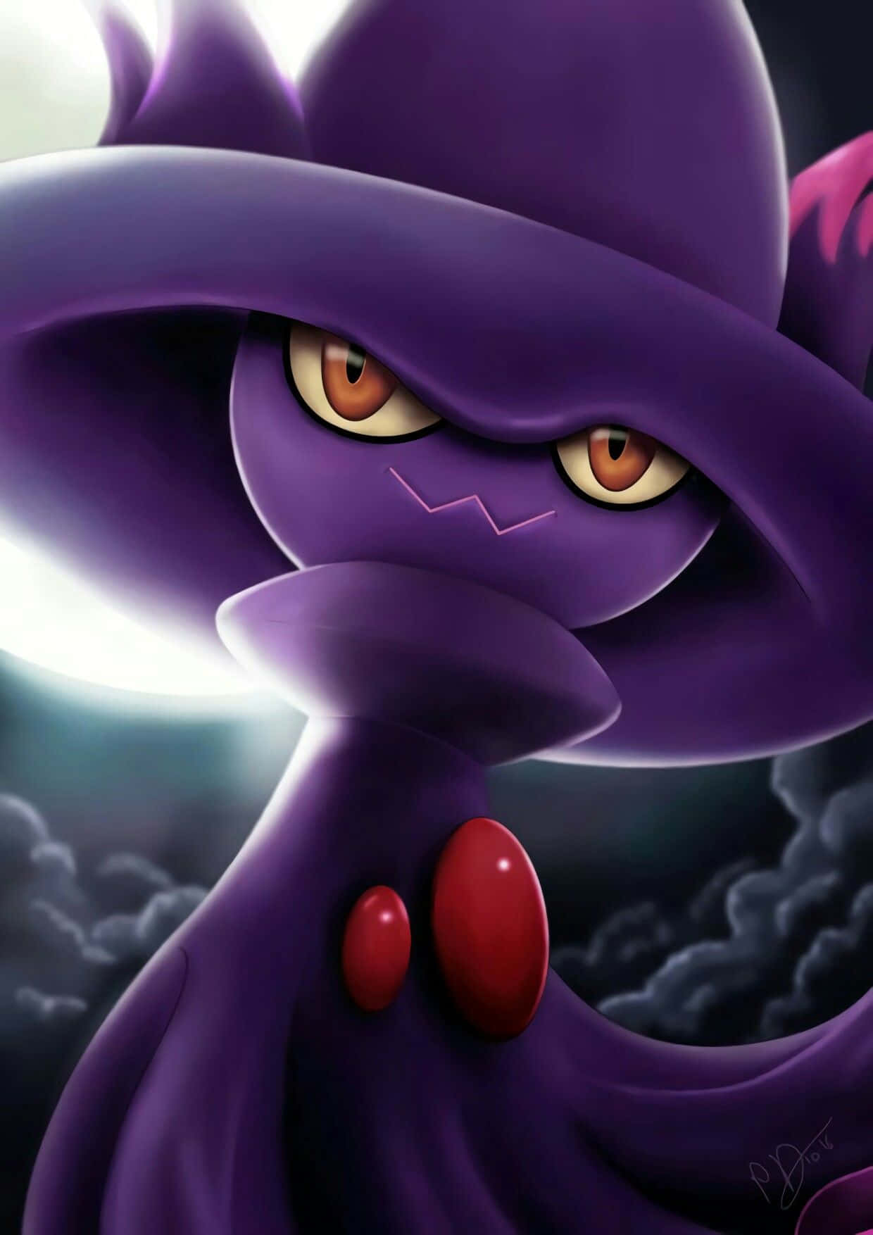 1240x1754 Download Pokémon Mismagius With Bright Moon Wallpaper