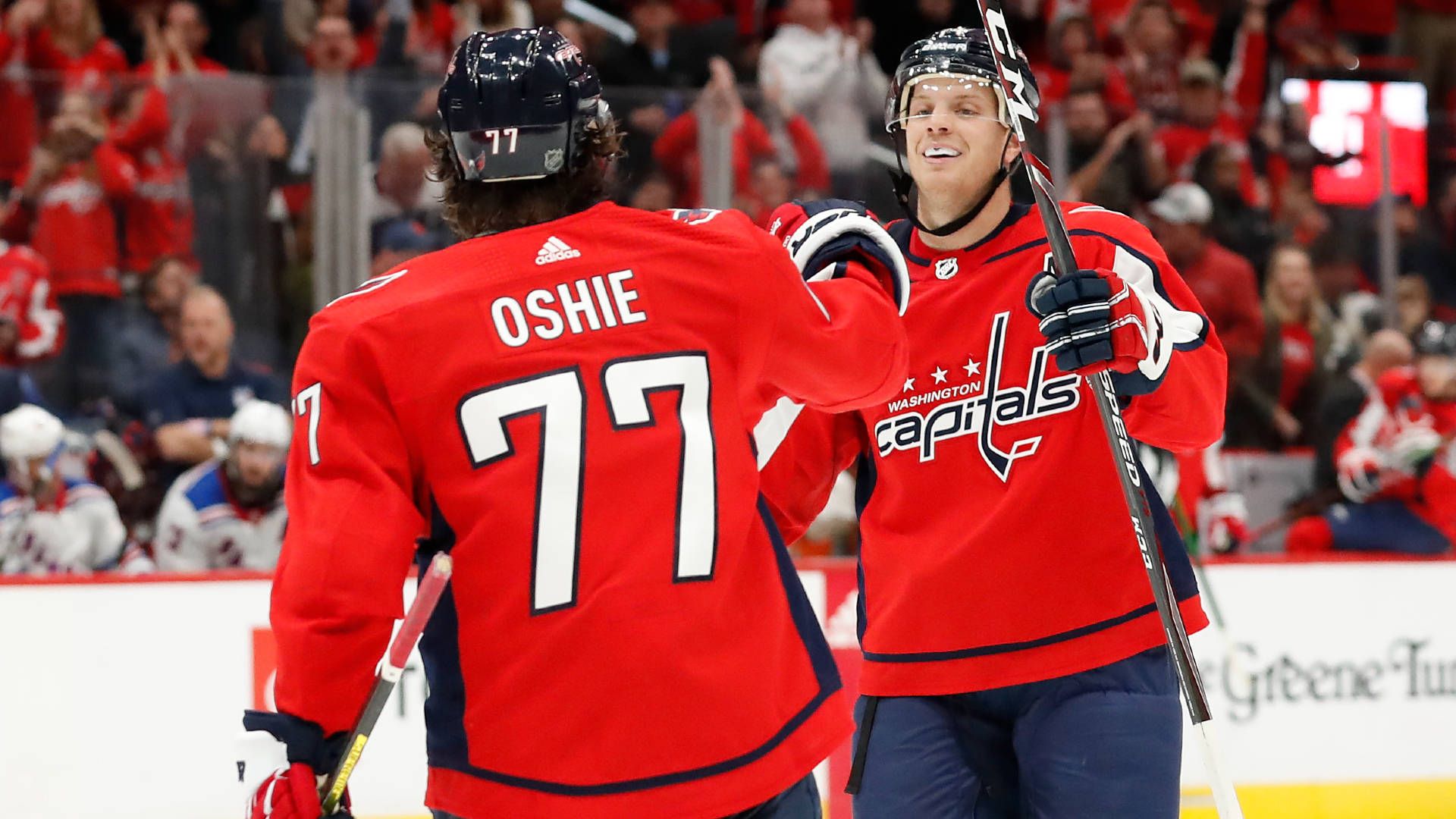 1920x1080 Download Washington Capitals John Carlson Fist Bump With Oshie Wallpaper