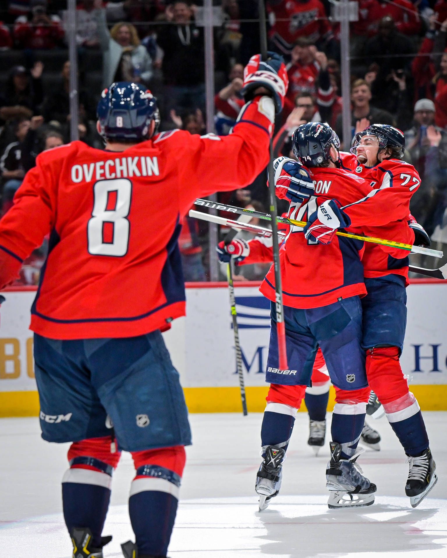 1536x1920 Download Hugging Washington Capitals T. J. Oshie And John Carlson Wallpaper