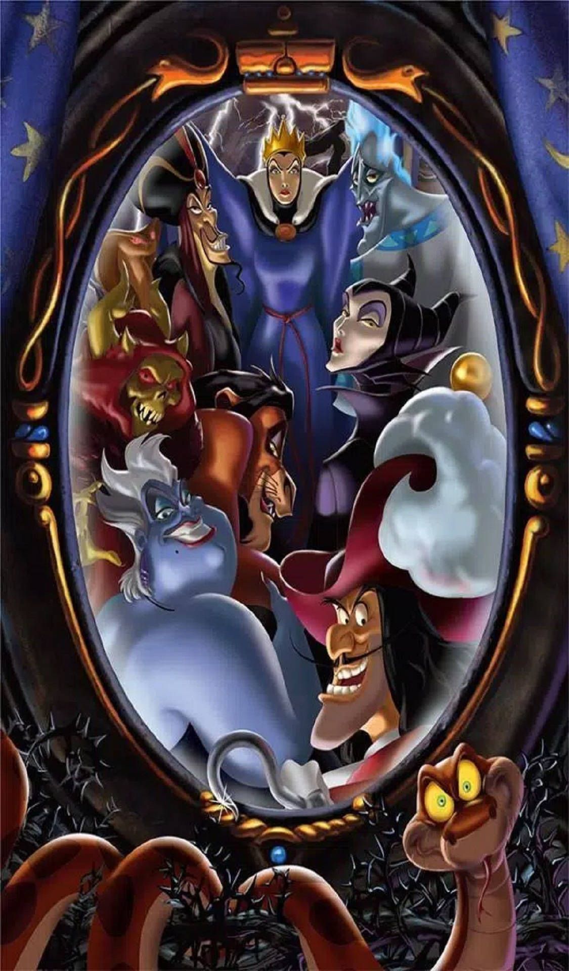 1125x1920 Download Disney Villains In The Magic Mirror Wallpaper
