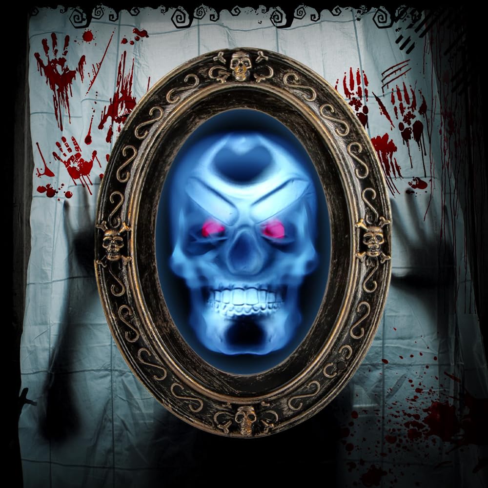 1000x1000 Mizikuu Halloween Mirror, Oval Scary Magic Mirror with Spooky Image, Motion Activated, Wall Mount, 32.5 x 4.5 x 25 cm: Buy Online at Best Price in UAE