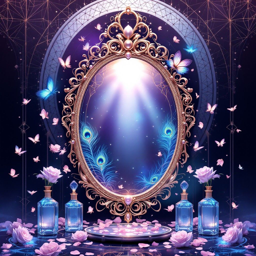 1024x1024 Free Magical Mirror Portal Image, Butterflies, Watercolor