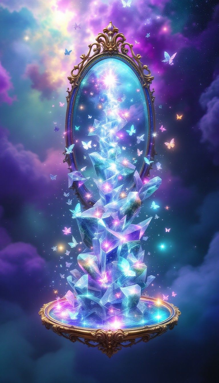 768x1344 Free Magical Mirror Room Image, Surreal, Purple