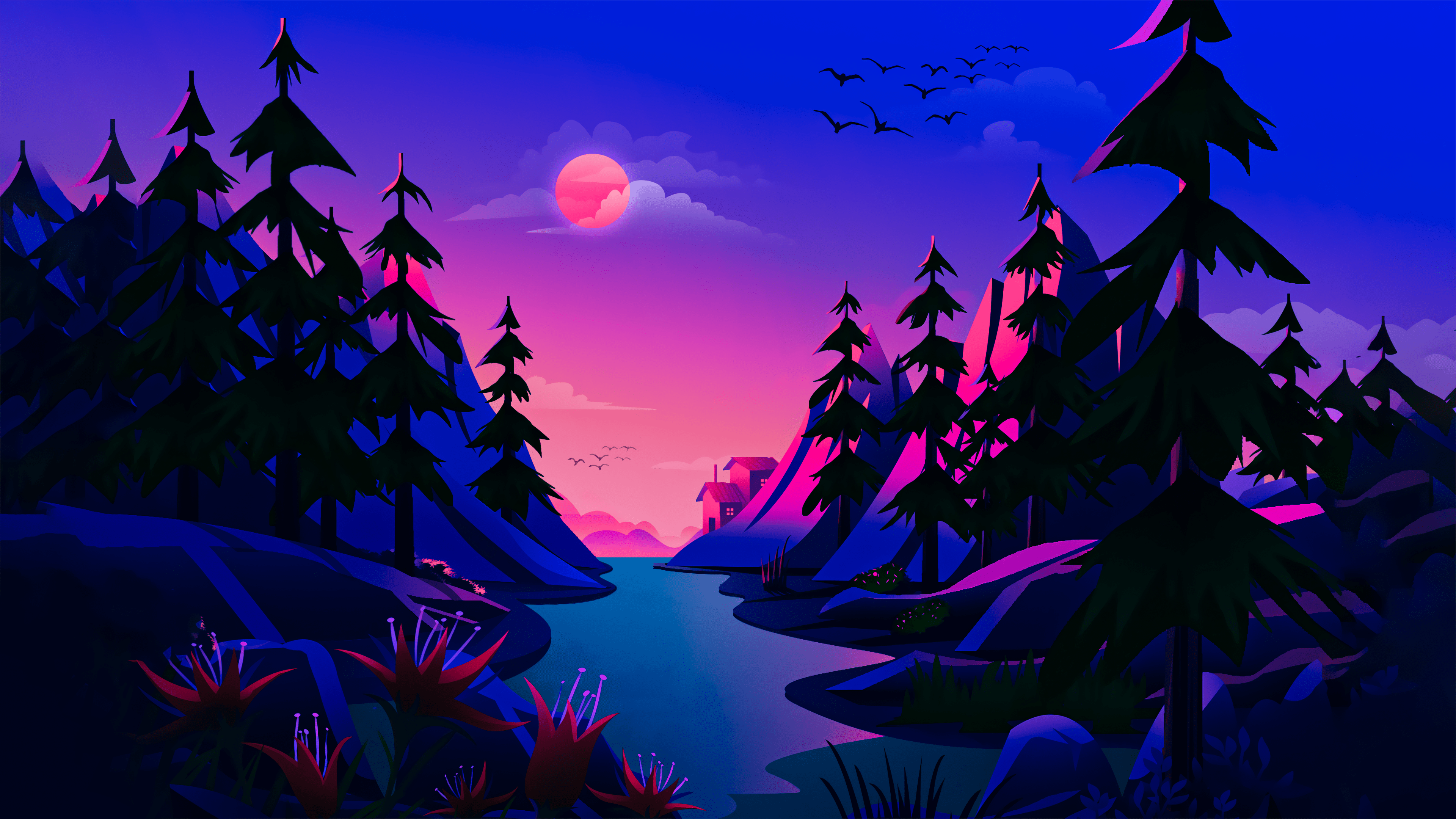 3840x2160 Bring the Beauty of a Vibrant Nature Sunset to Your PC with a 4K Landscape Wallpaper