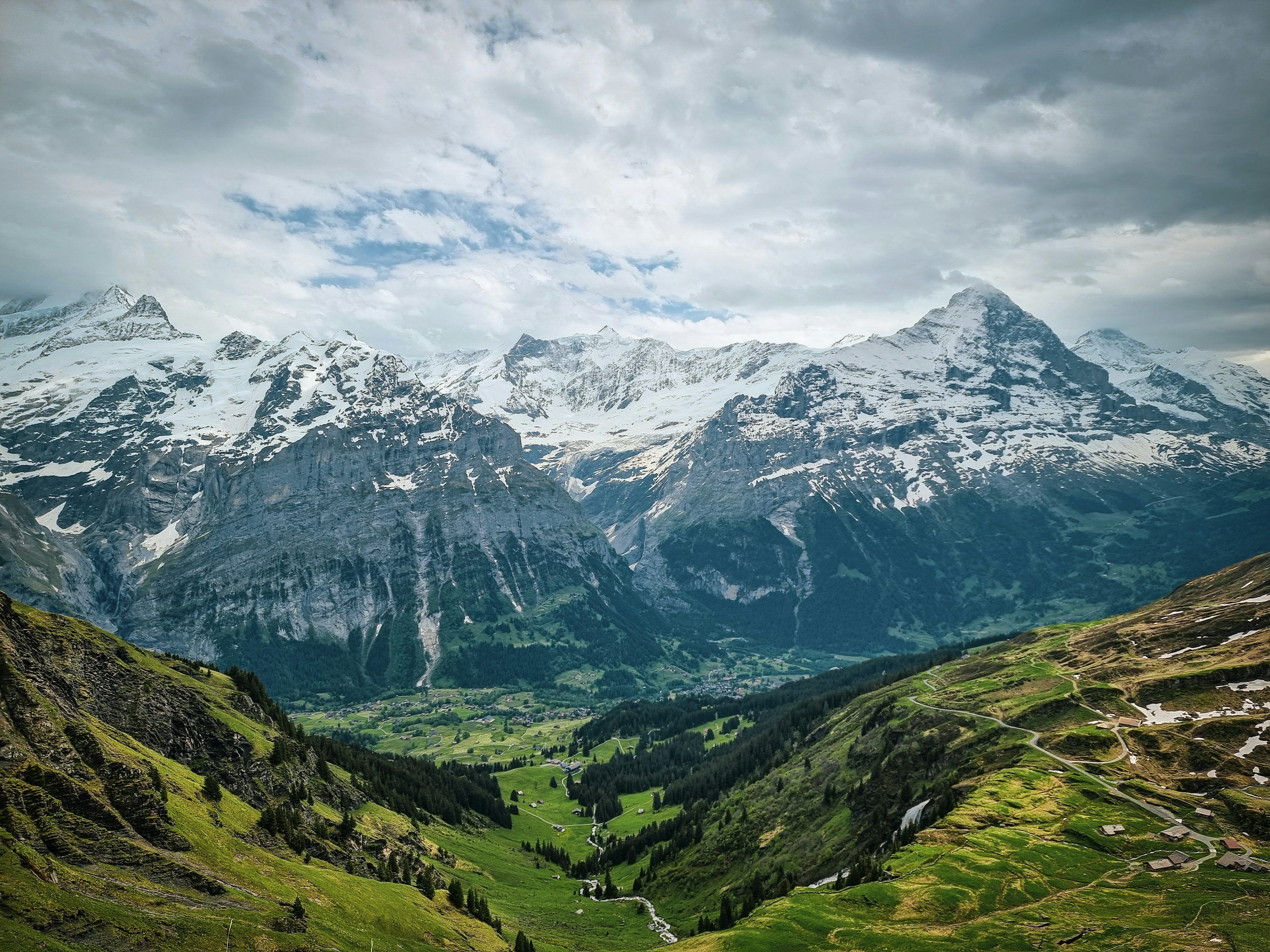 3000x2250 A view of a mountain range from a high altitude viewpoint photo