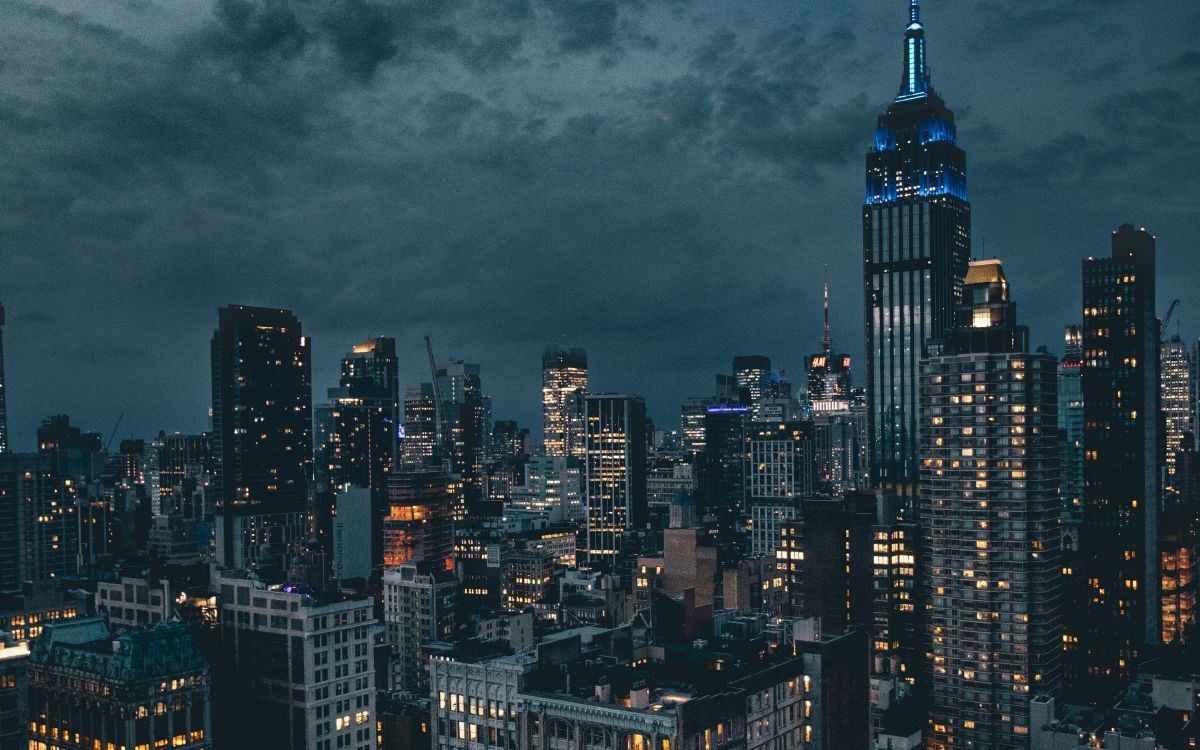 1200x750 Wallpaper High Rise Buildings Under Gray Clouds, Background Free Image