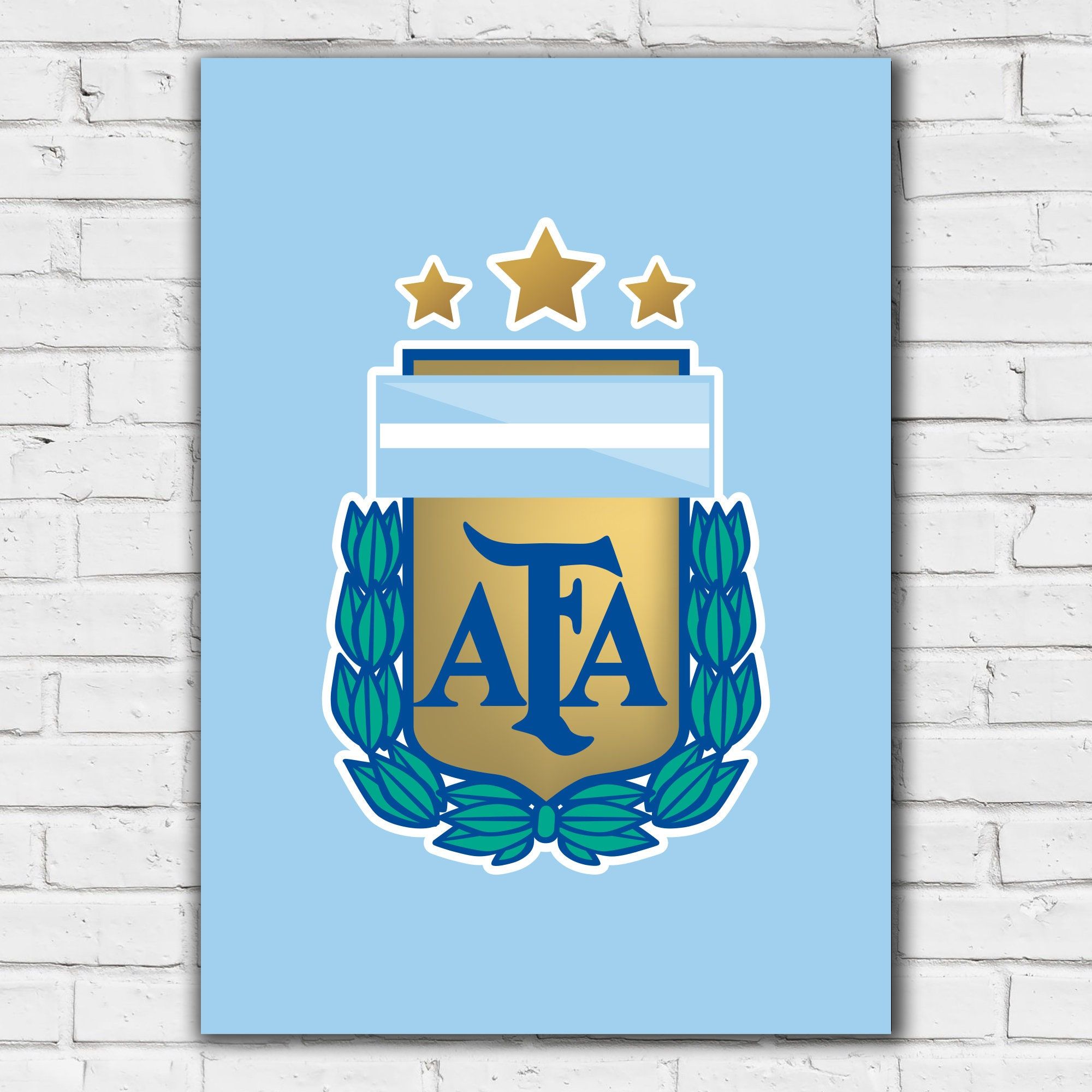 2000x2000 Argentina Football Club Poster Crest Light Blue Background Print