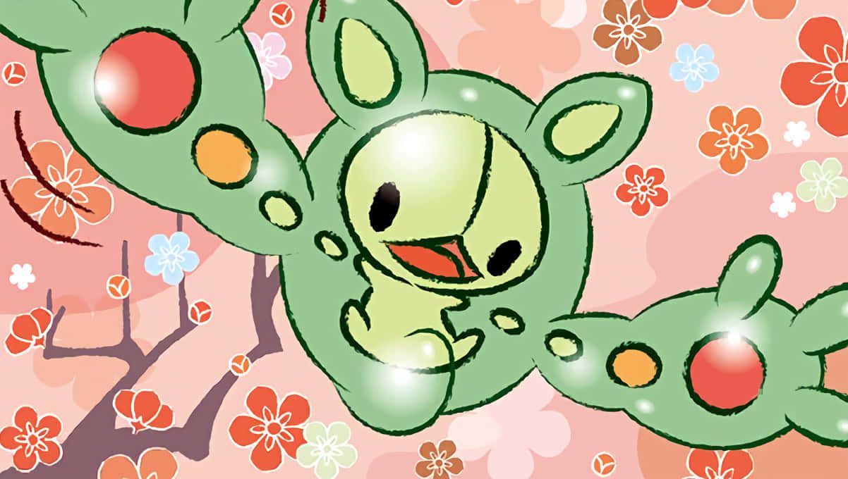 1202x680 Download Reuniclus Red Flower Aesthetic Wallpaper