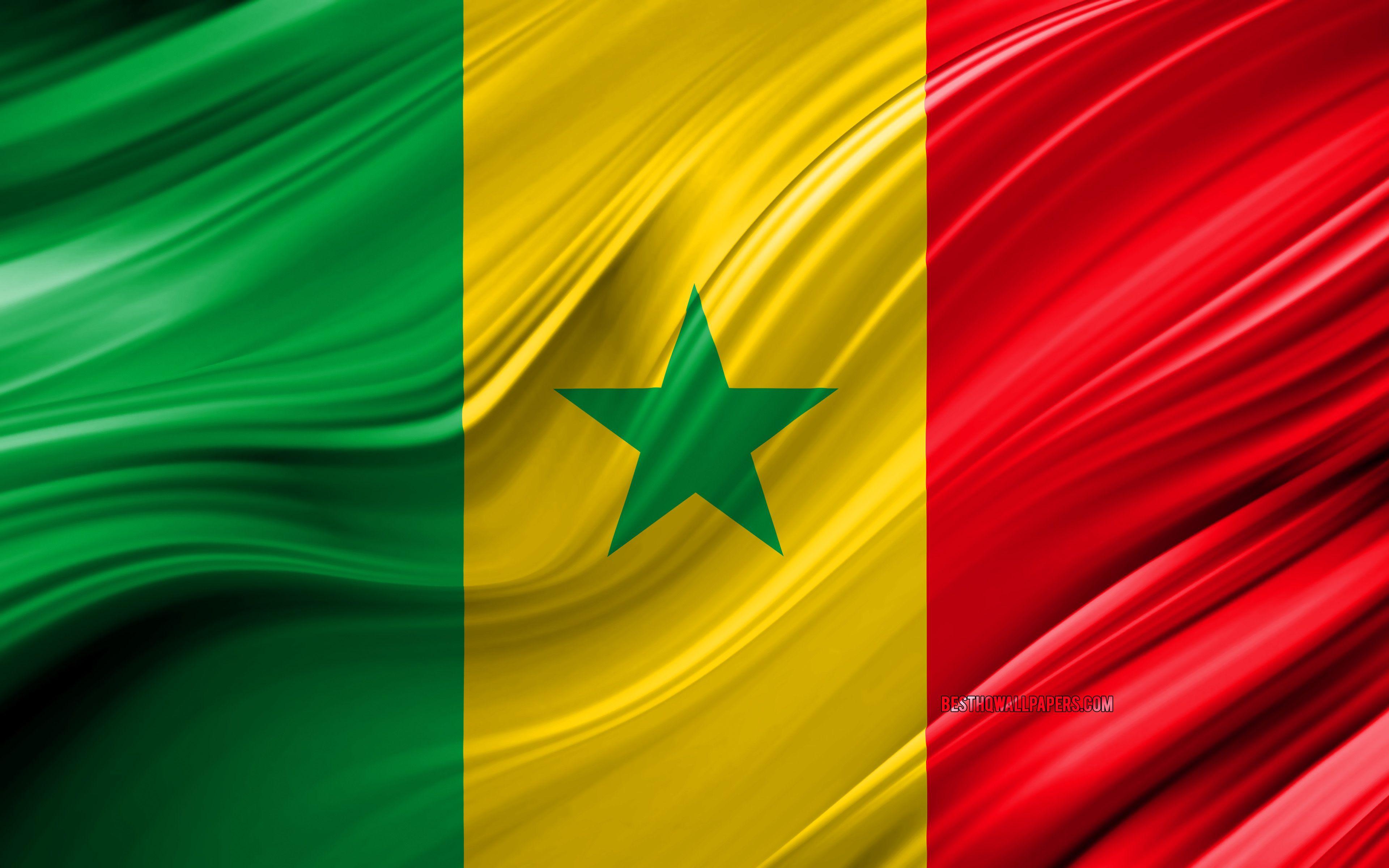 3840x2400 Download wallpaper 4k, Senegalese flag, African countries, 3D