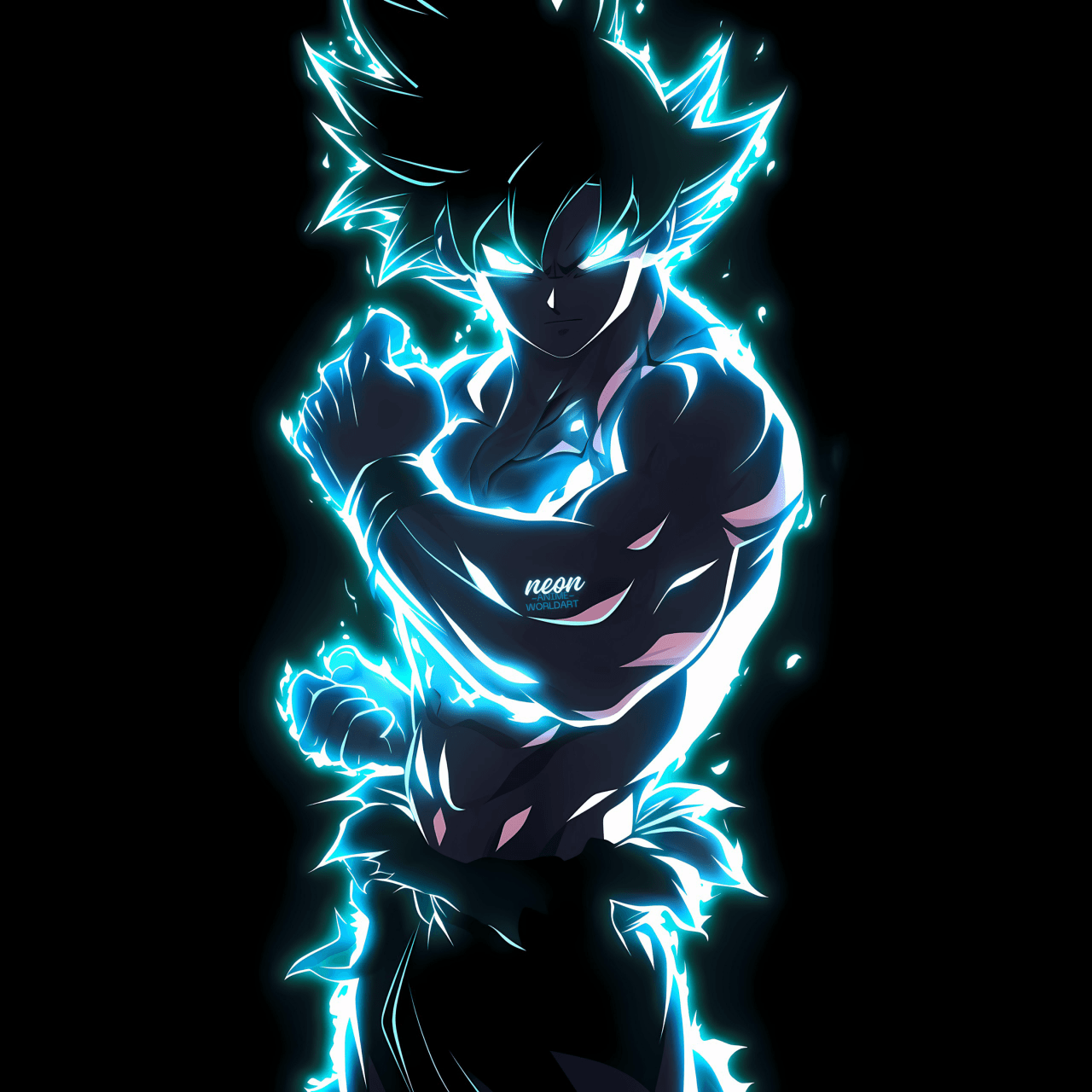 1280x1280 Goku Ultra Instinct Wallpaper 4K, Electric, Dragon Ball, Neon glow