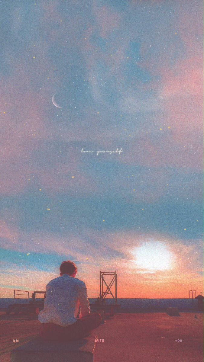 675x1199 Download Aesthetic Bts RM Pink Sunset Wallpaper
