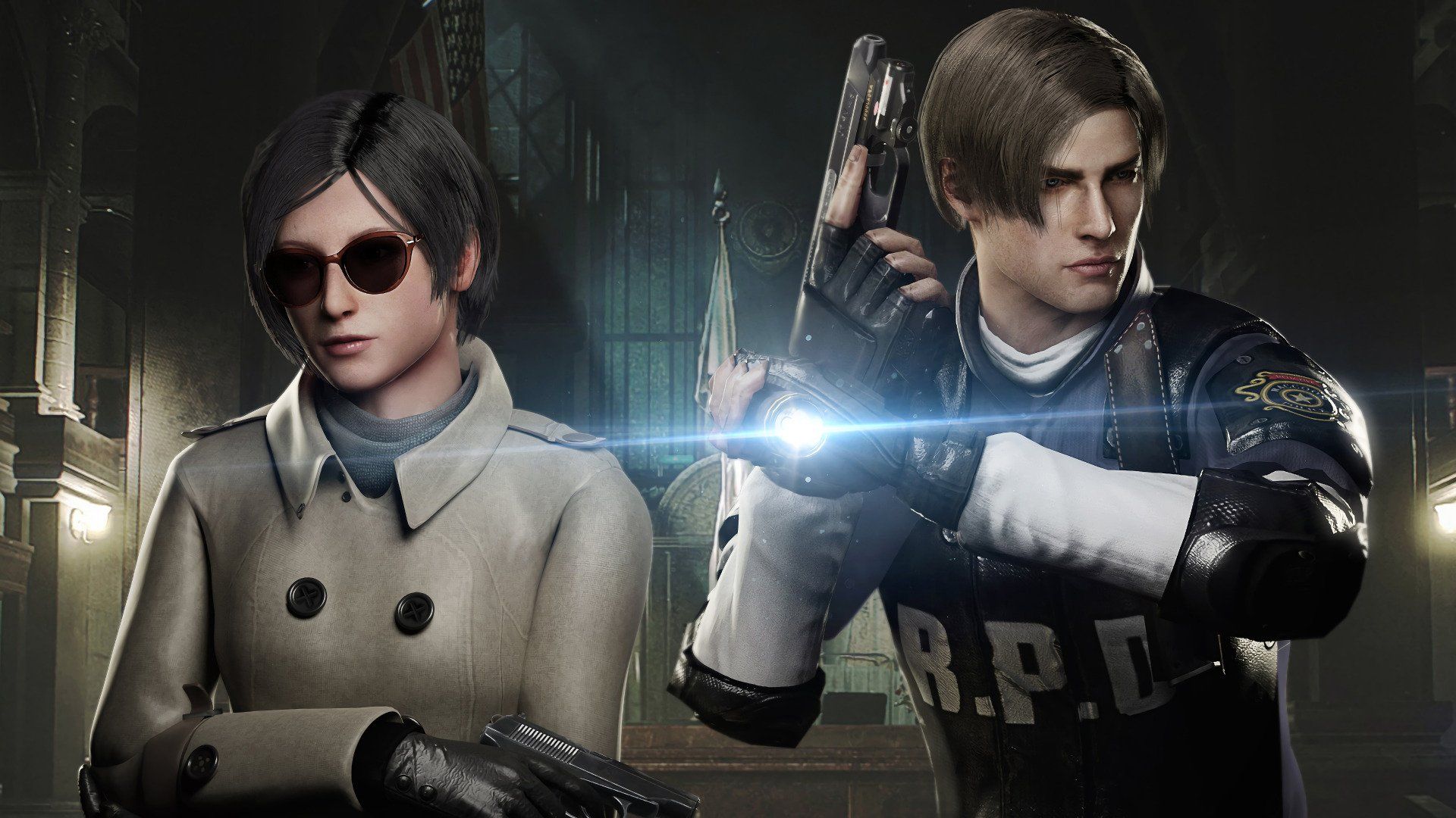1920x1080 Resident Evil 2 HD Wallpaper: Leon S. Kennedy & Ada Wong Spotlightx1080