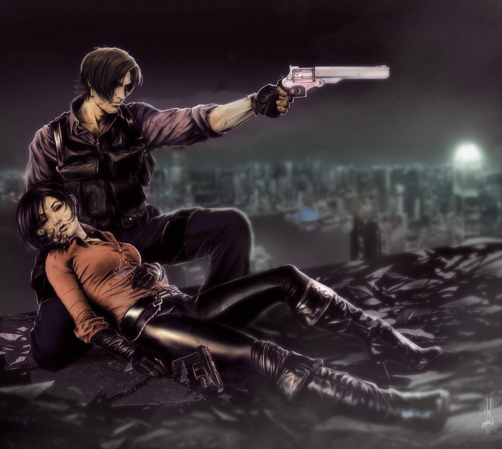 1600x1430 Illustration of Capcom's Leon and Ada from Resident Evil 6
