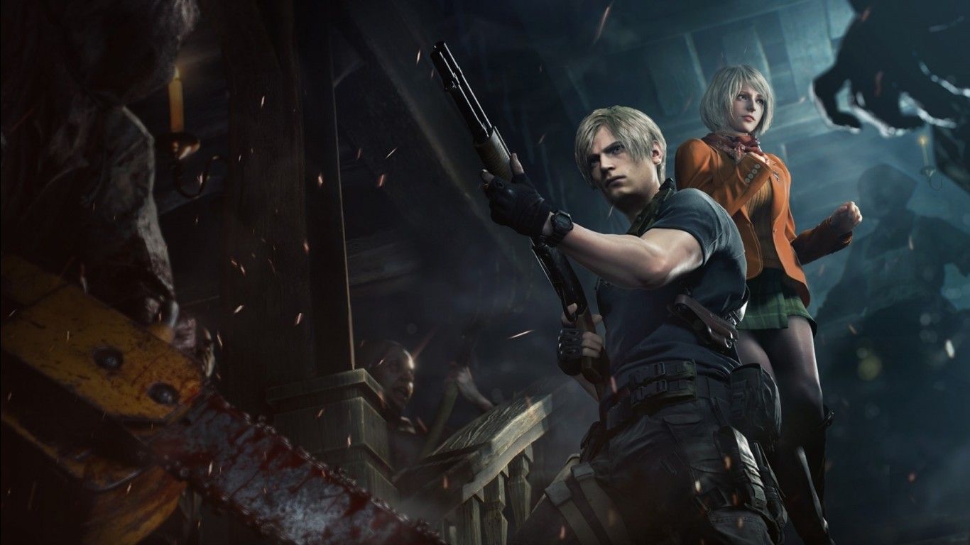 1366x768 Leon S. Kennedy Ashley Graham Ada Wong Luis Sera Ramon HD Resident Evil 4 Wallpaper