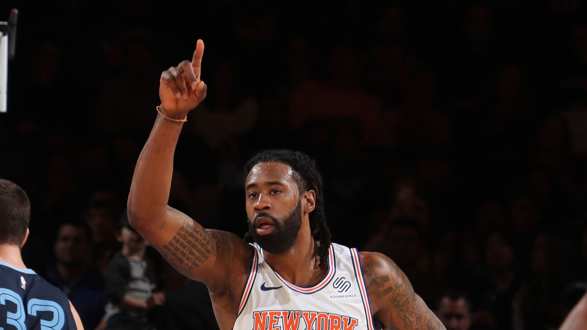 2048x1152 Dennis Smith Jr. connects with DeAndre Jordan on New York Knicks debut