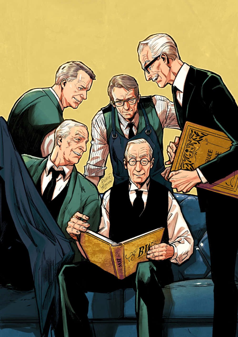1000x1412 Download Alfred Pennyworth adjusting glasses with a wise expression Wallpaper