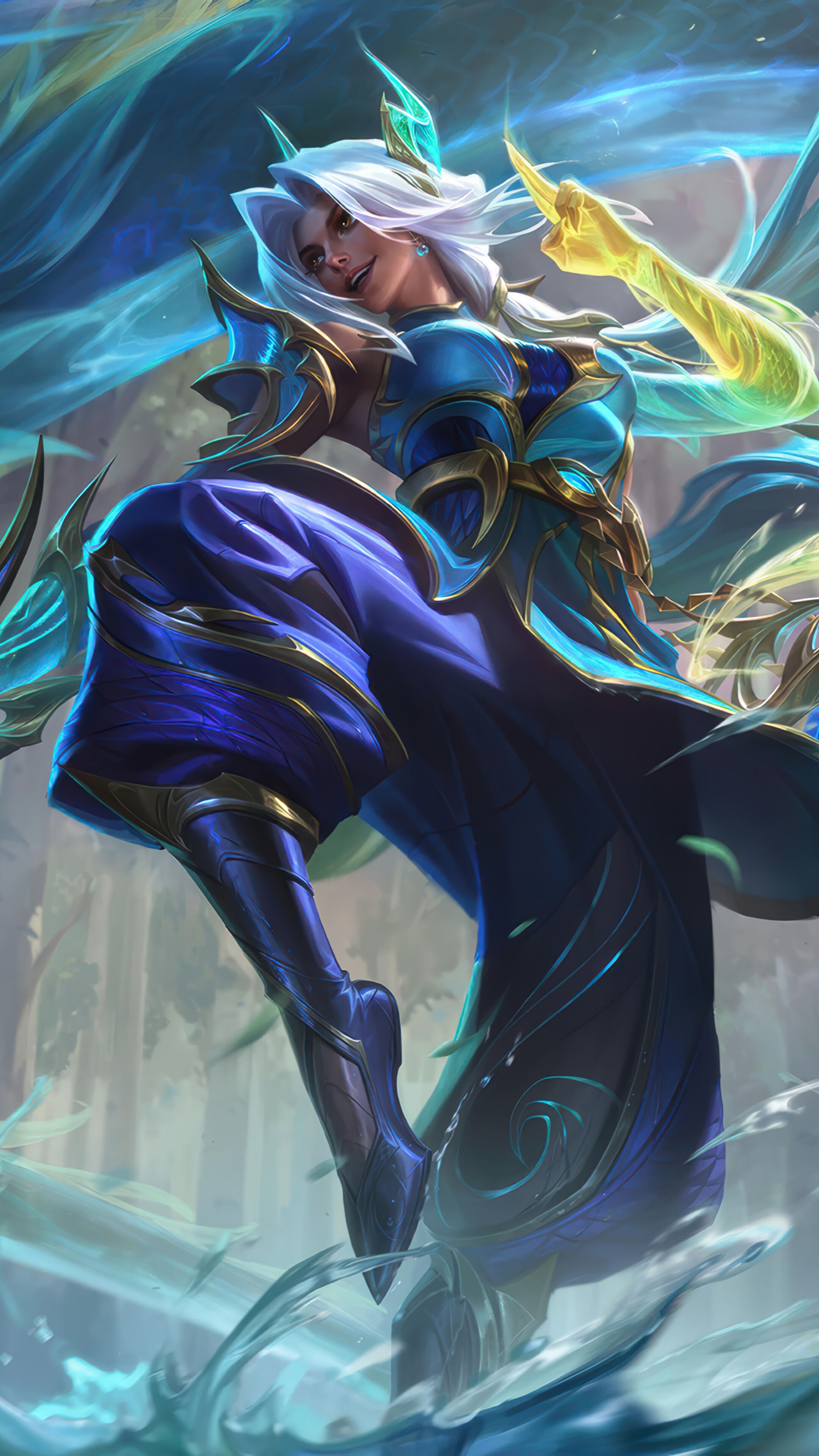 2160x3840 Nilah Dragonmancer LoL 4K Wallpaper Phone iPhone Skin Splash Art LoL