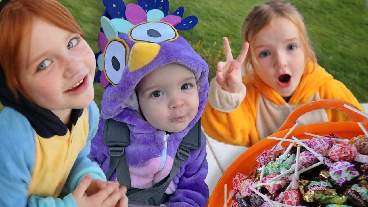1280x720 NAVEY’s First Trick or Treat!! Adley & Niko run their Bluey Costumes across the neighborhood 4 candy