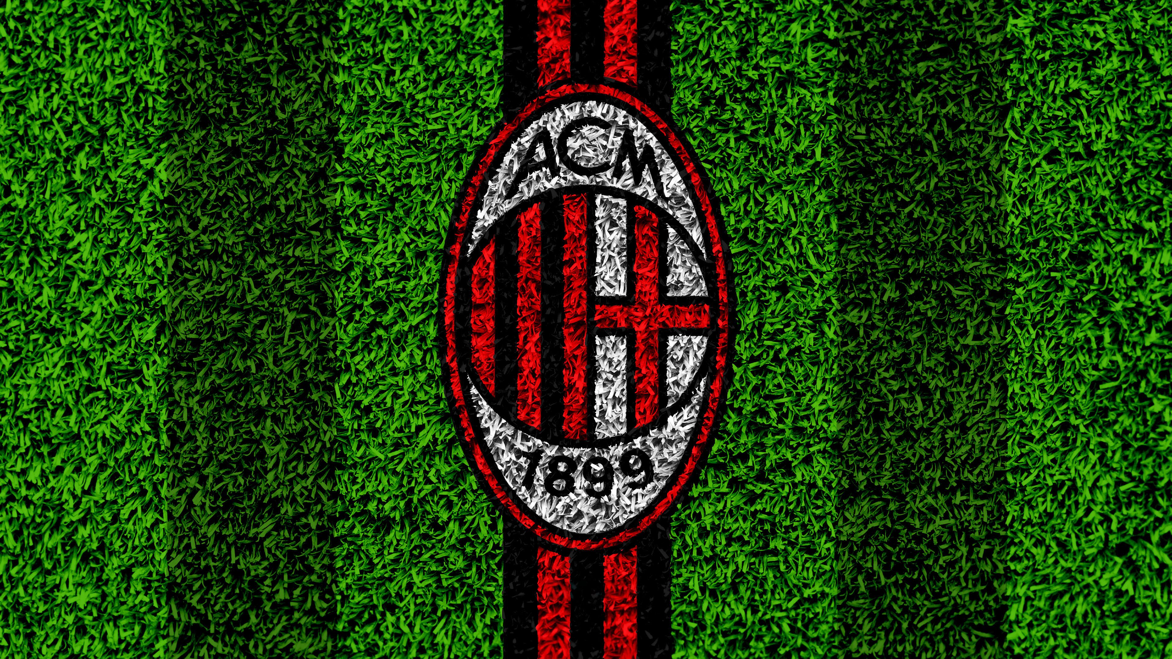 3840x2160 AC Milan Wallpaper 4K, Green background, Italian