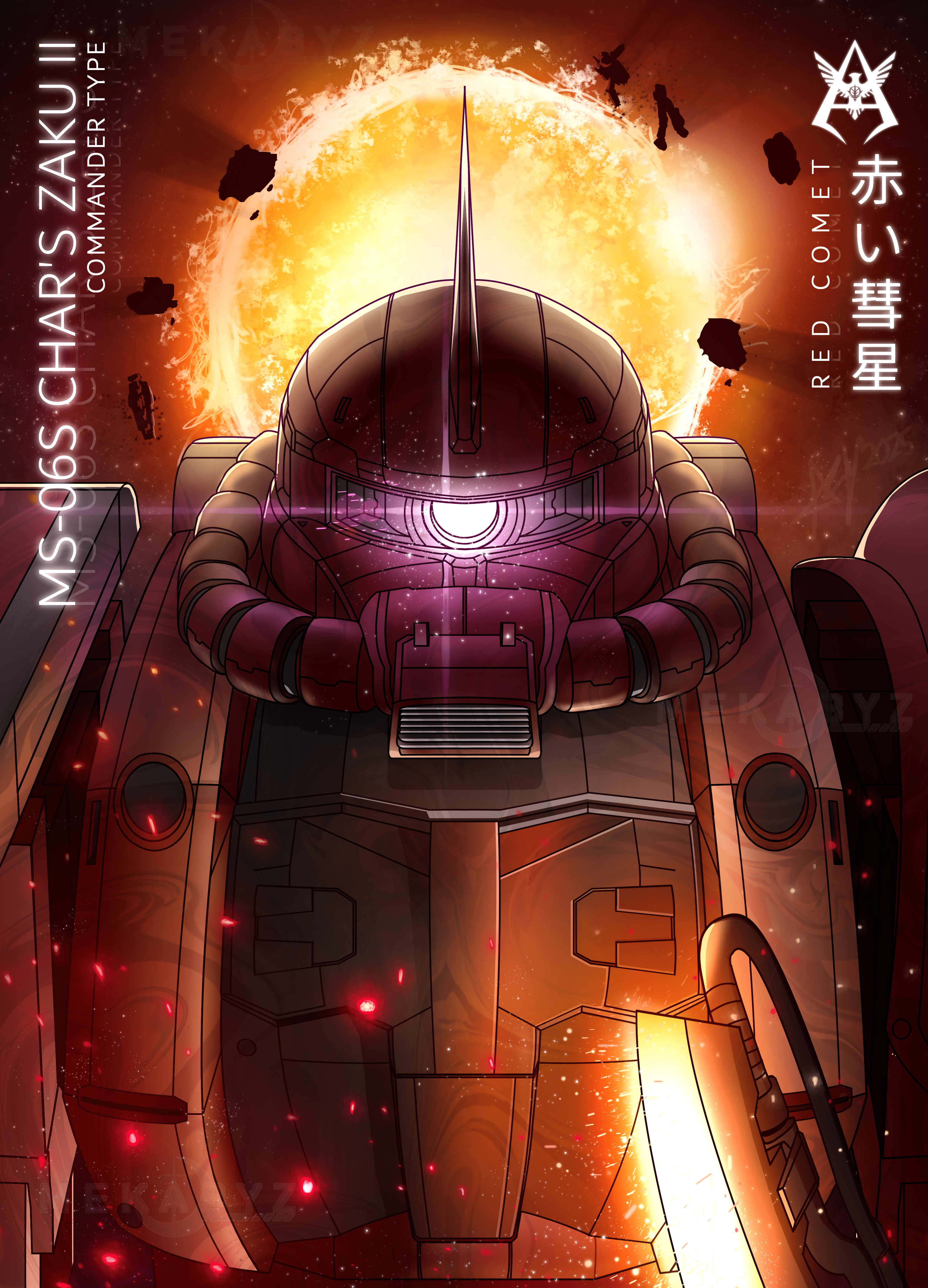3368x4672 MS 06S Char's Zaku II Commander Type Artwork