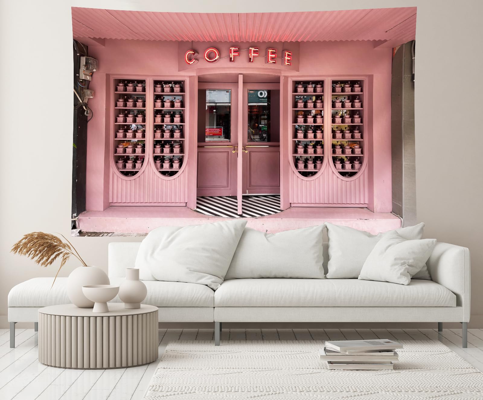 1600x1324 Amazon.com : chnywork 17x10ft Pink Coffee Shop Backdrop Pink Showcase Revolving Door Restaurant Modern Cafe Background Girl's Theme Cafe Birthday Party Decor Photo Studio Booth Props Wallpaper