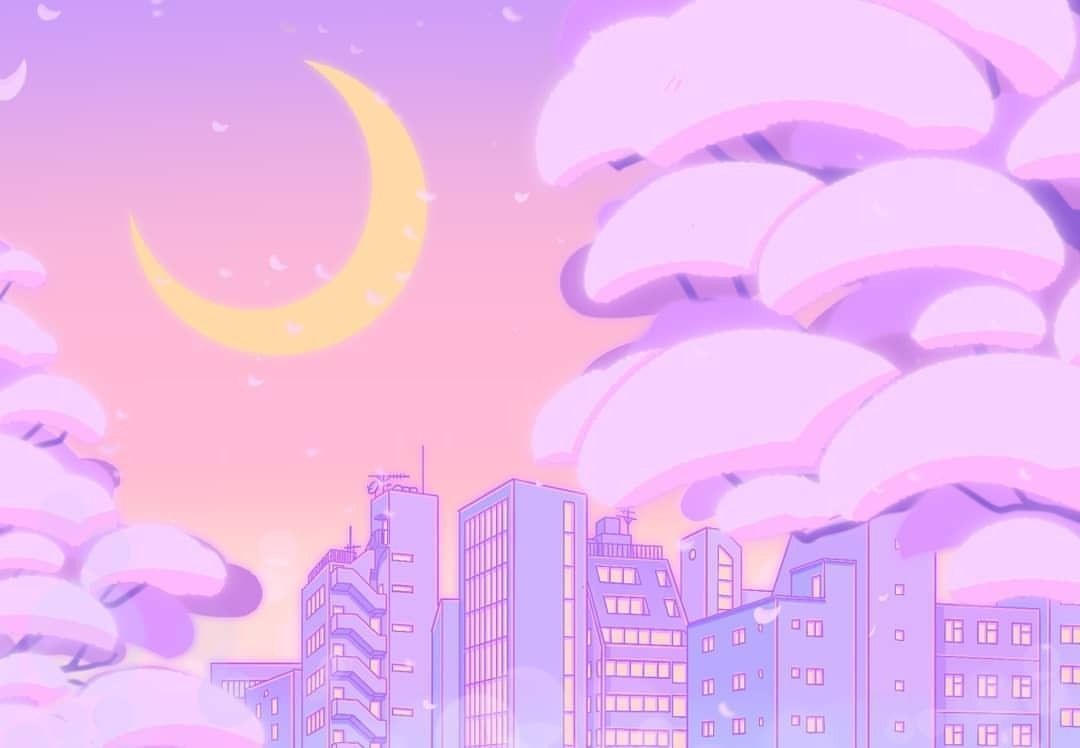 1080x748 Anime Light Purple And Pink Wallpaper