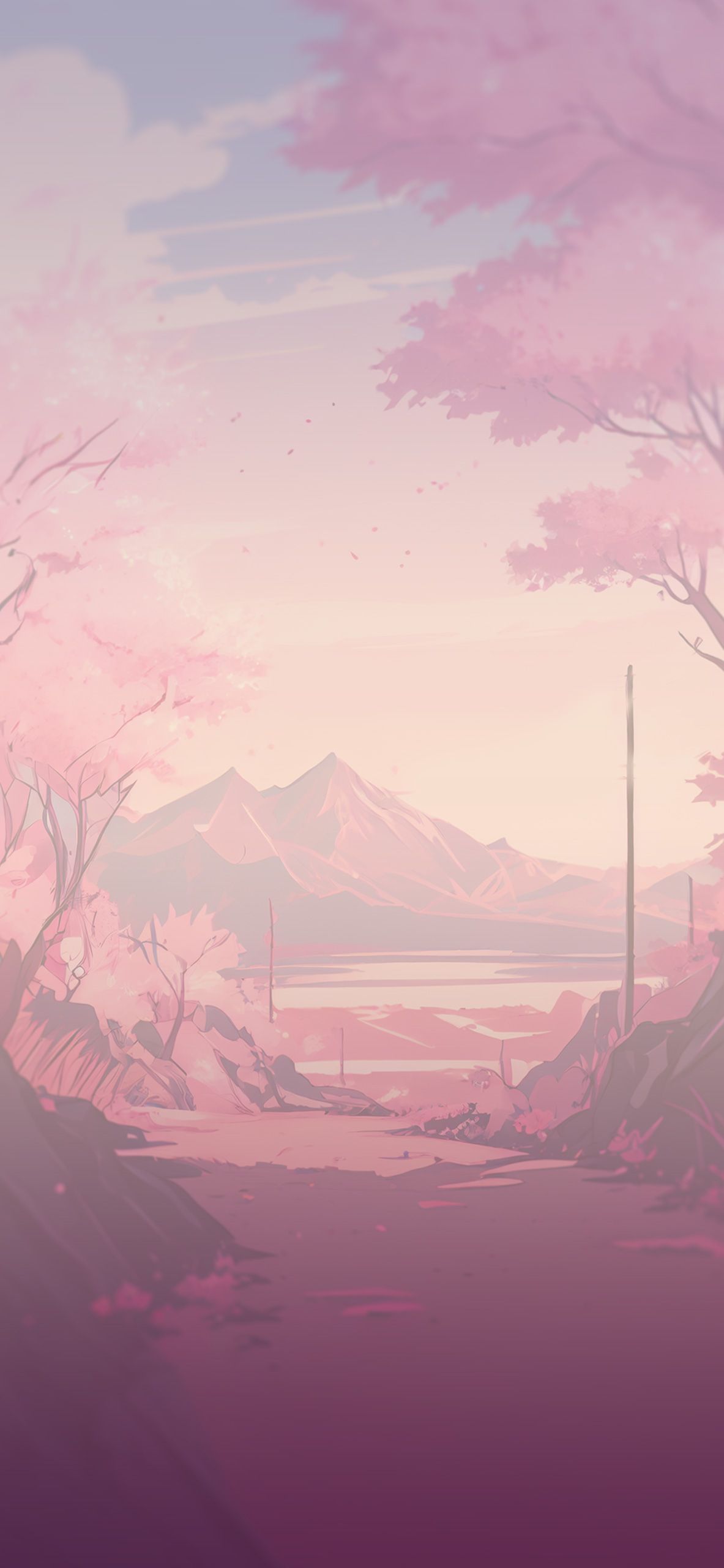 1183x2560 Sakura Pink Anime Background Wallpaper Pink Wallpaper