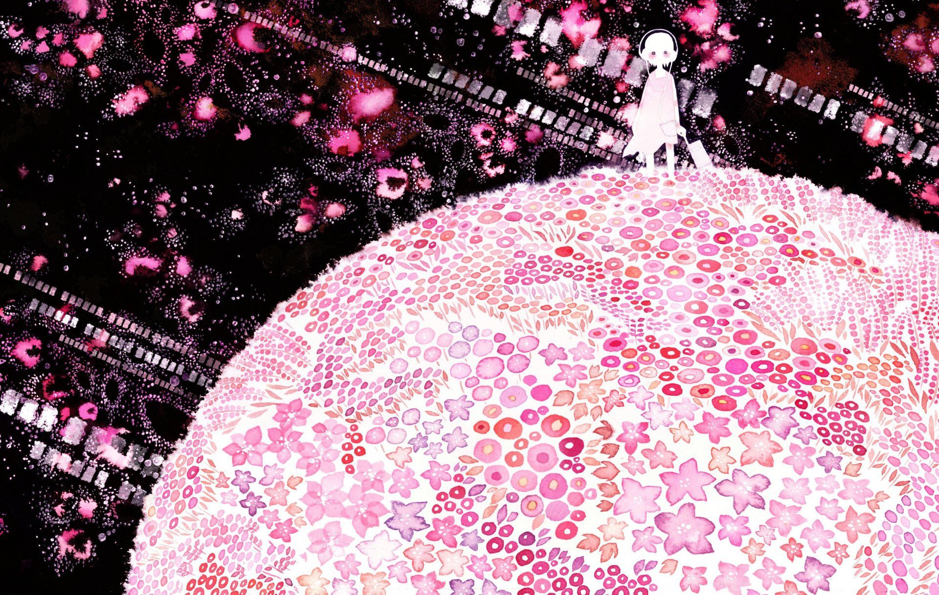 1920x1217 Download Light Headphones Pink Fantasy Anime Original Pink Anime Fantasy Anime HD Wallpaper