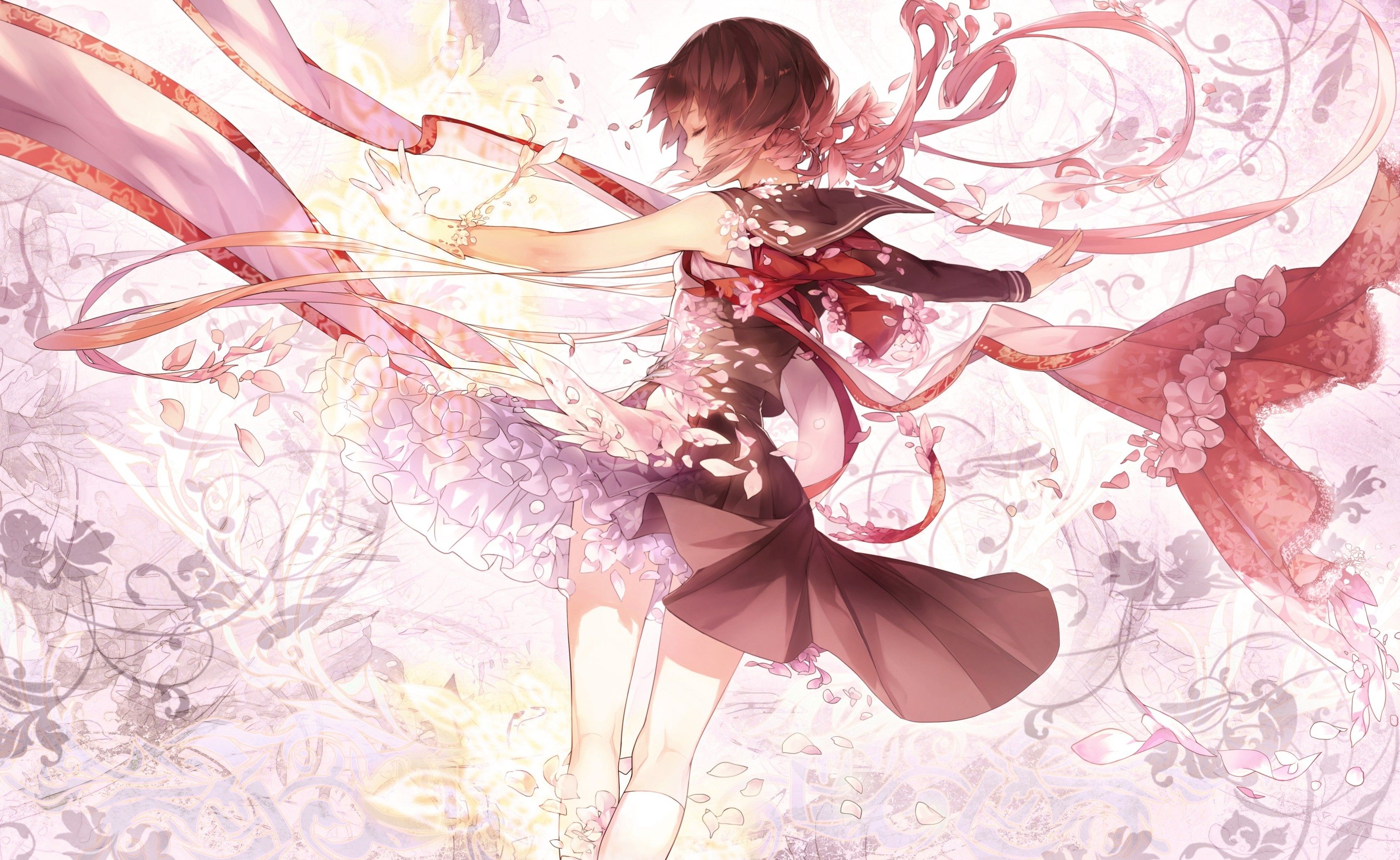 3401x2089 school Uniform, Anime, Shiratori Neo, Mahou Shoujo Taisen, Pink, Anime Girls, Manga Wallpaper HD / Desktop and Mobile Background