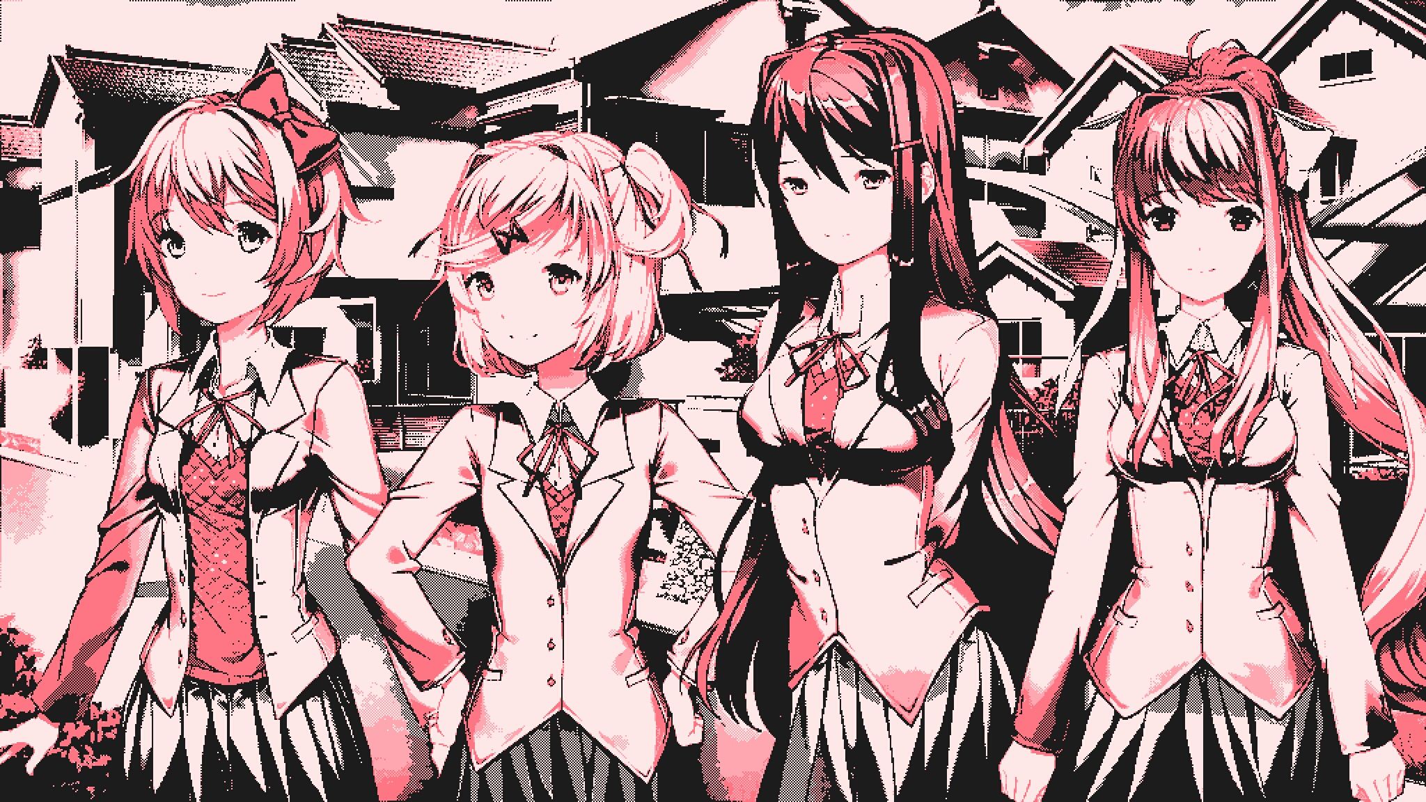 2048x1152 retro light pink pattern)DDLC desktop wallpaper