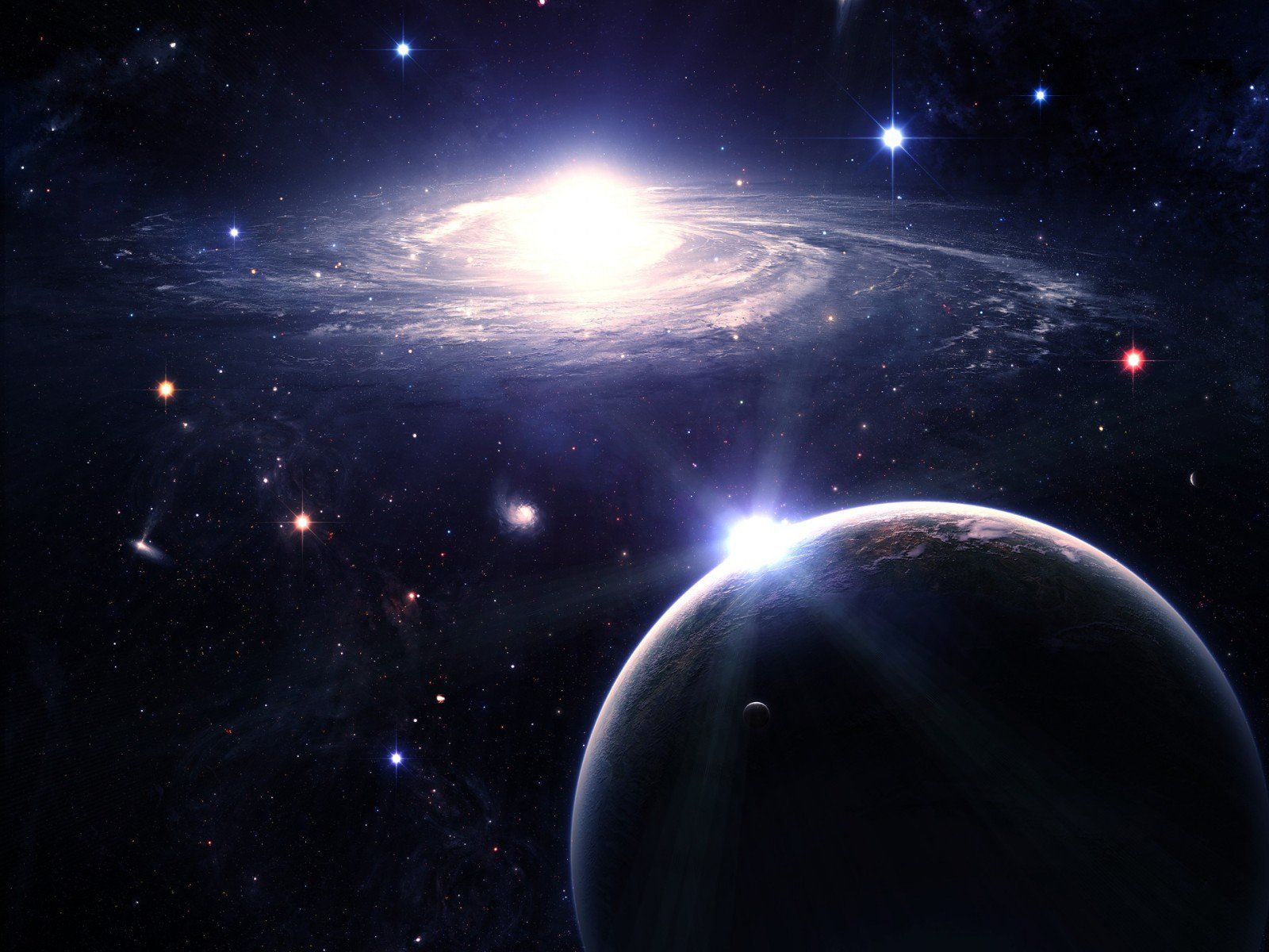 1600x1200 Galactic Dawn: Sci Fi Dwarf Star & Planet HD Wallpaperx1200