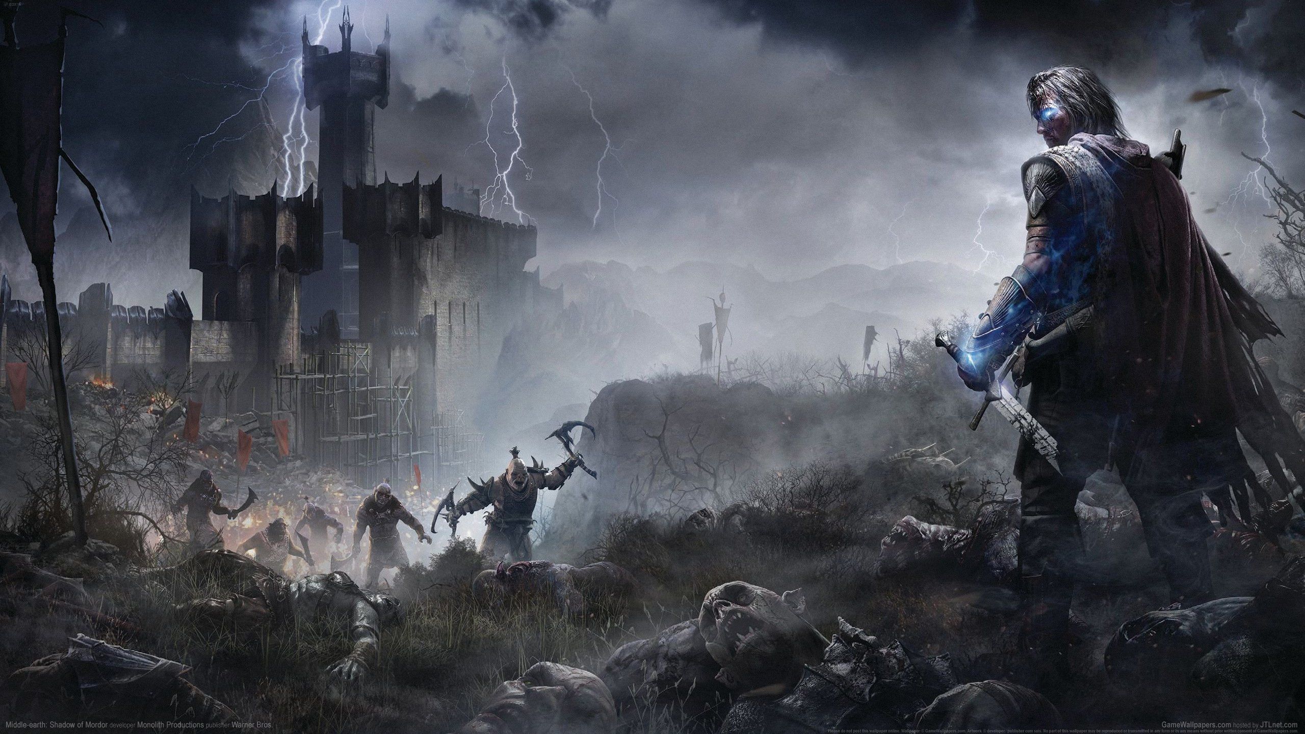 2560x1440 middle, Earth, Shadow, Mordor, Fantasy, Adventure, Action, Lotr, Online, Lord, Rings, Warrior Wallpaper HD / Desktop and Mobile Background