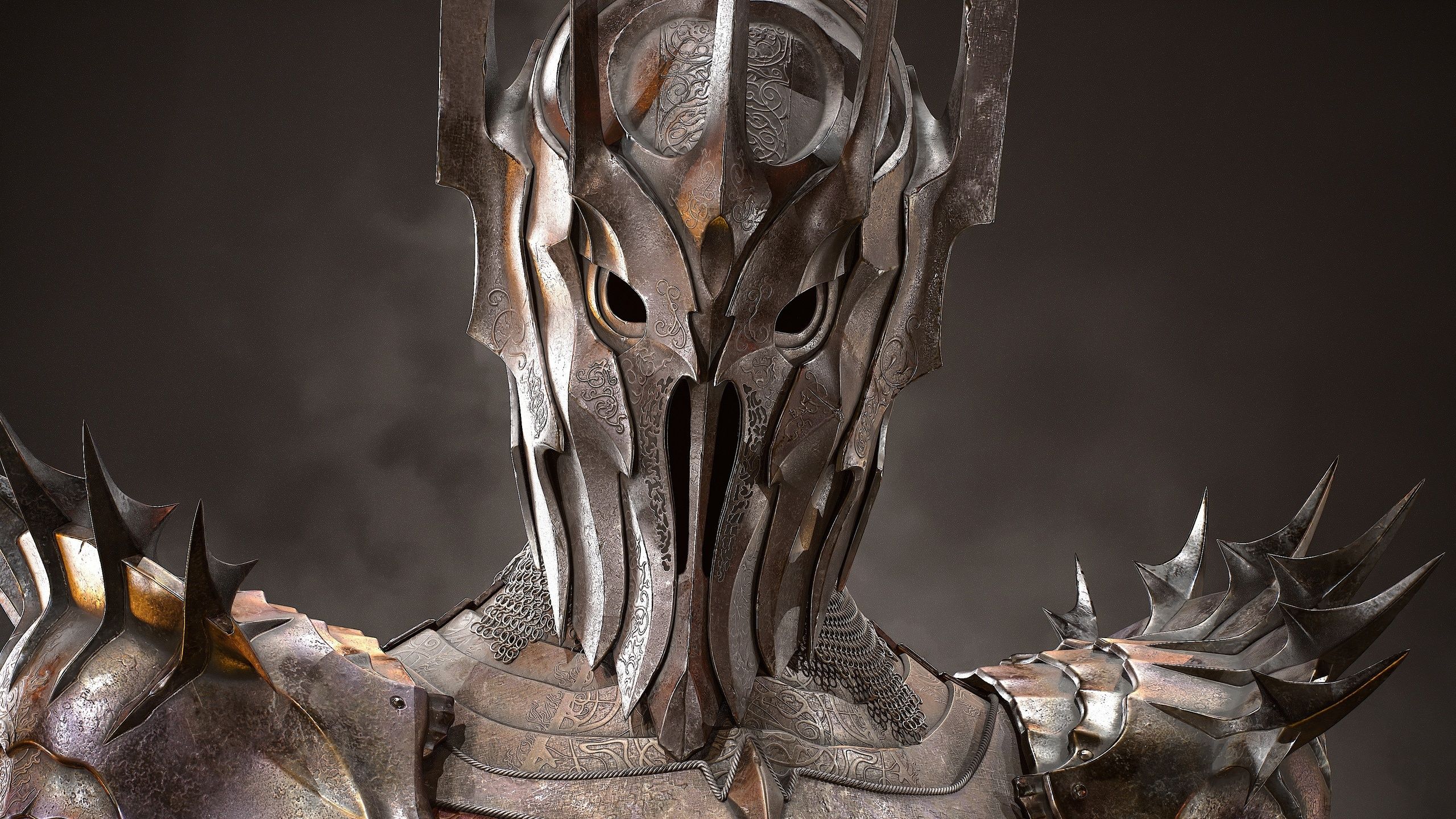 2560x1440 Wallpaper metal, The Lord of the Rings, sauron, helm, Dark Lord for mobile and desktop, section фантастика, resolution 2560x1440