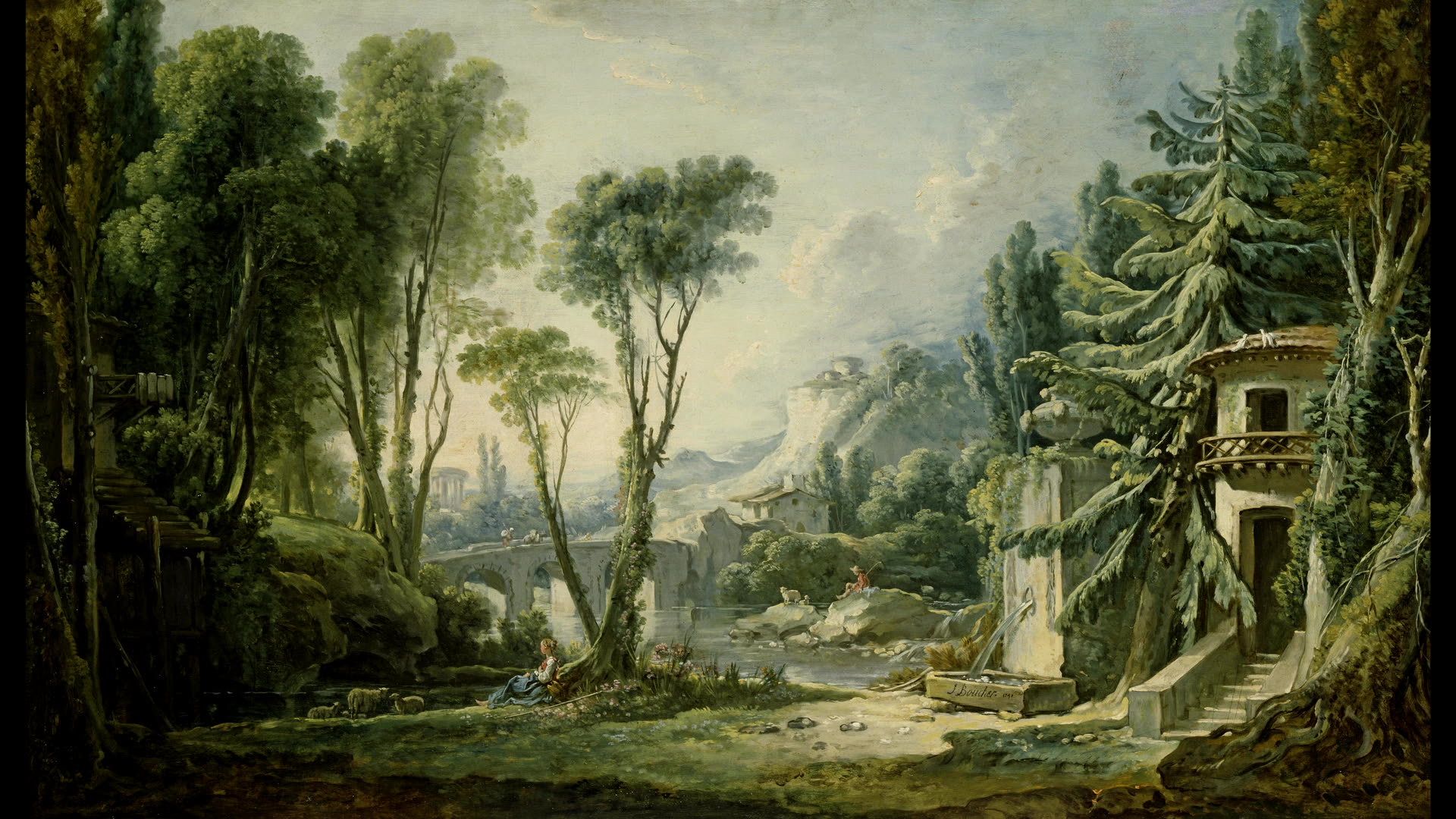 1920x1080 François Boucher & Haendel with Shepards and River