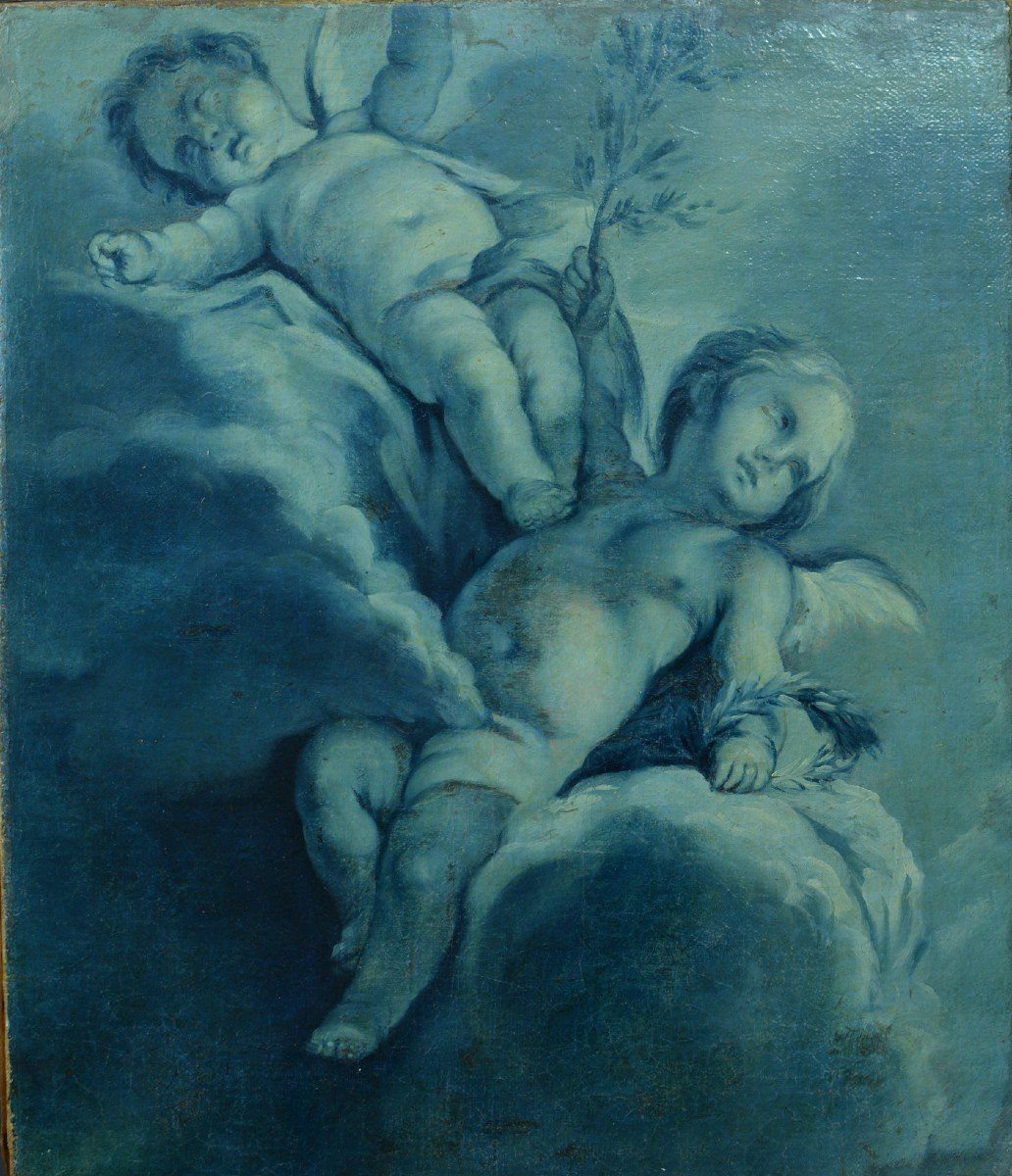 1032x1200 Proantic: François Boucher Old Painting Love Portrait Putti Angels Cl