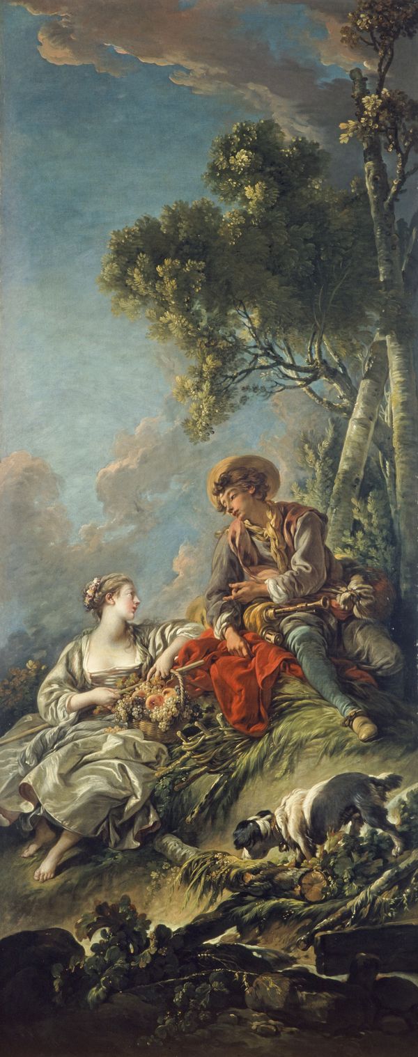 600x1518 A Pastoral Scene ('L'Aimable Pastorale') by François Boucher. National Galleries of Scotland