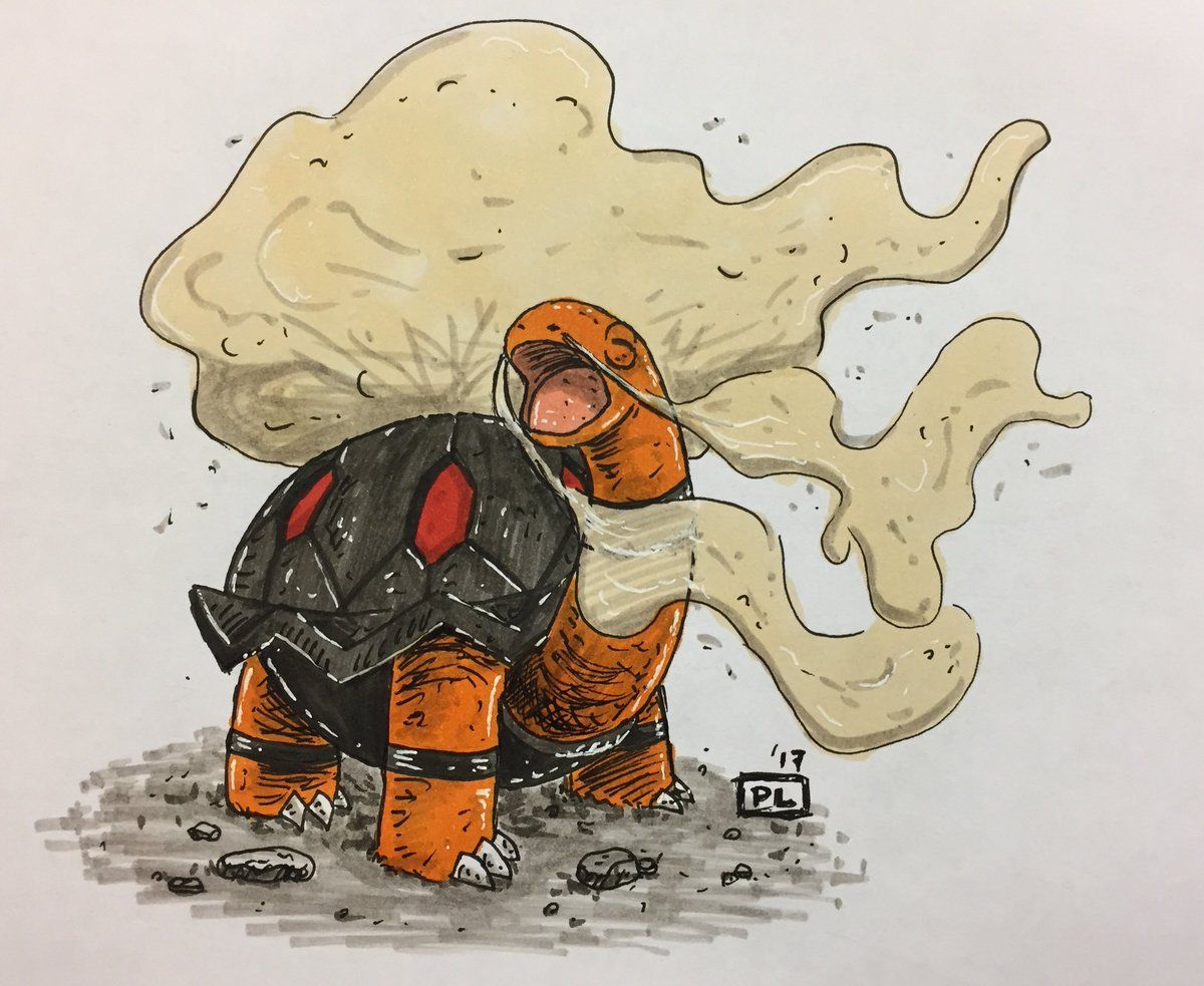 1200x983 Torkoal. Day 18 #inktober17 #inktober2017 #inktober #inktoberday18 #ink #copicmarkers #torkoal #pokemon #Nintendo #turtle