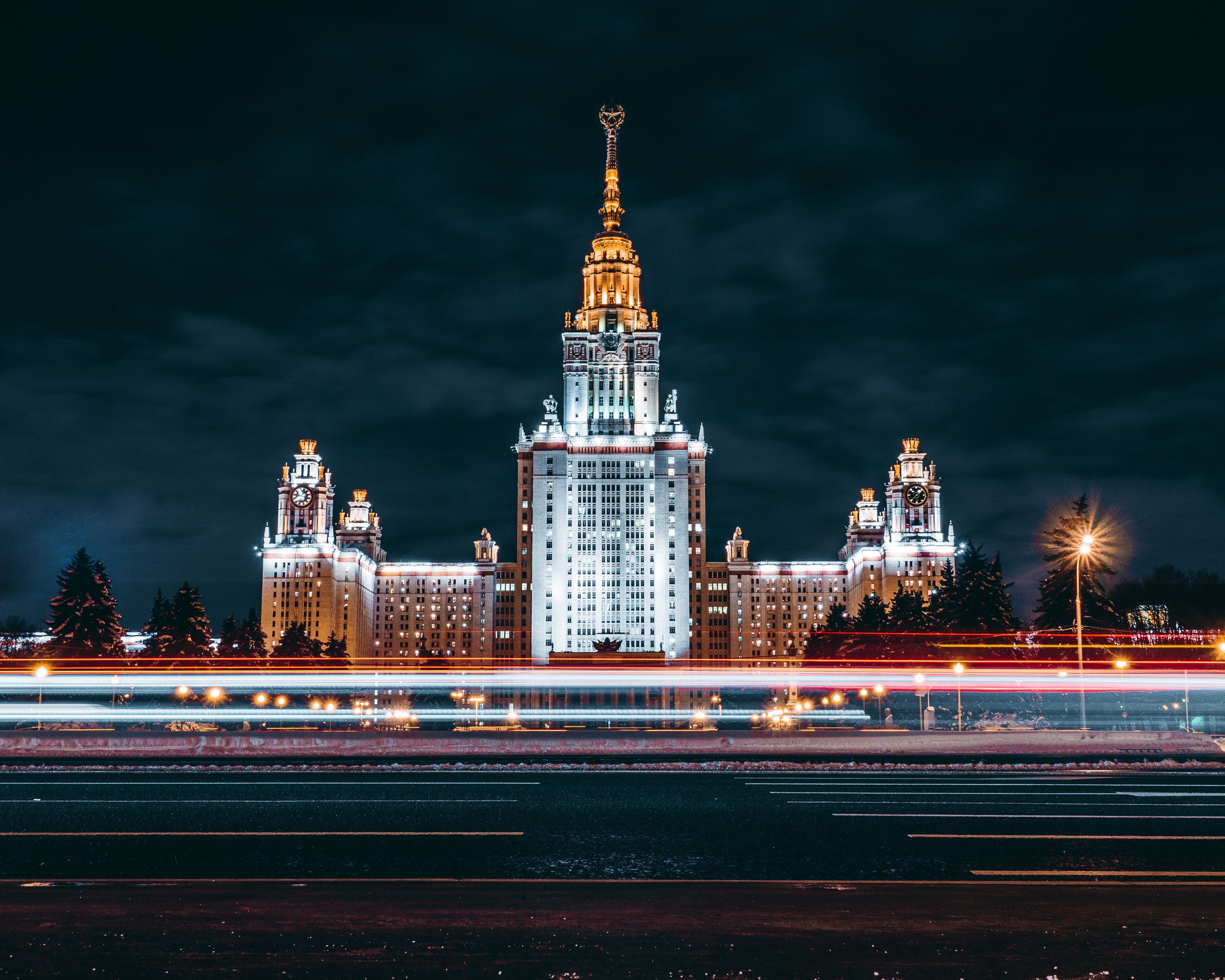 4261x3409 Russia, Moscow, Lights, Night Wallpaper HD / Desktop and Mobile Background